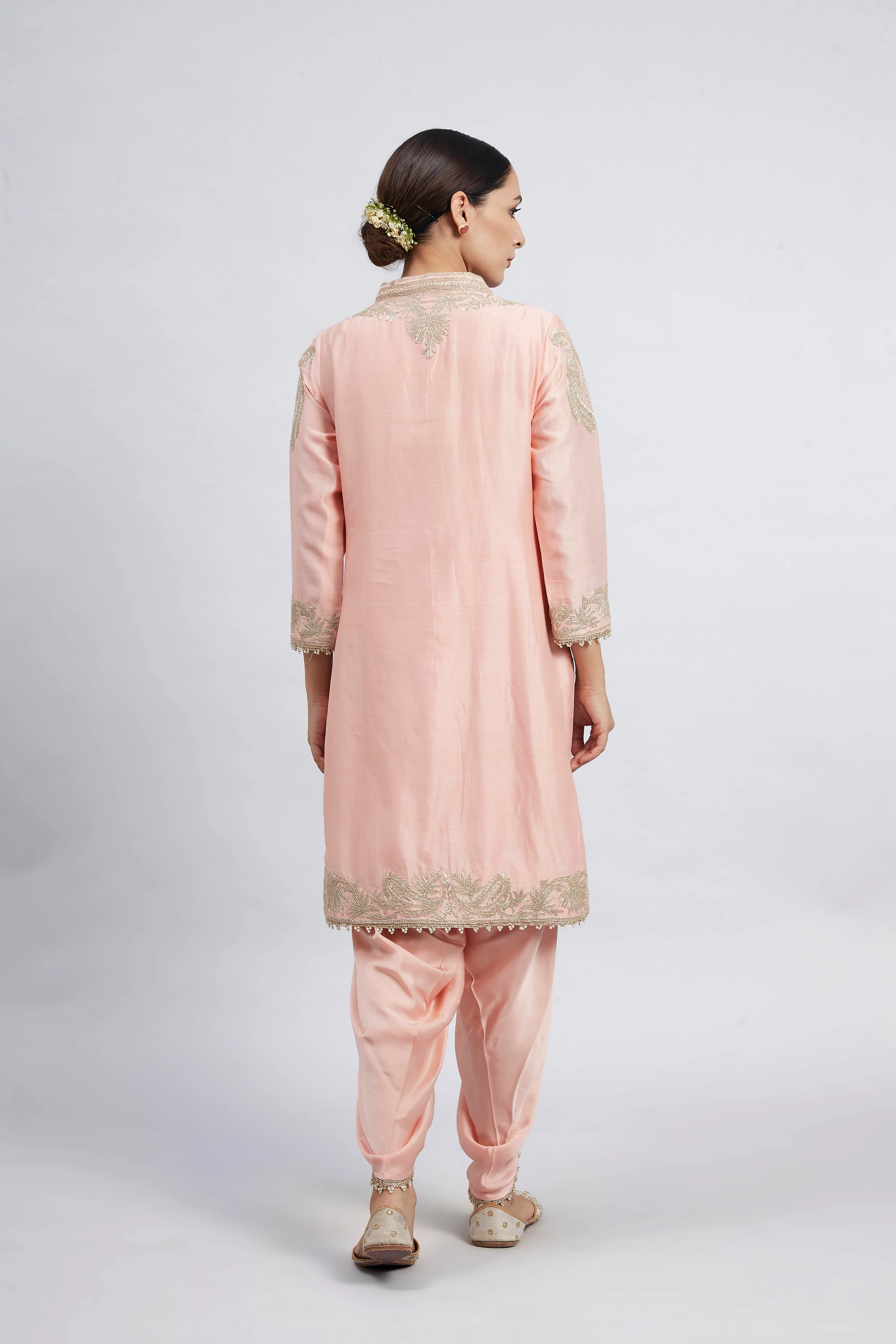 Aabish- Carnation Pink Embroidered Kurta Set - Image 3