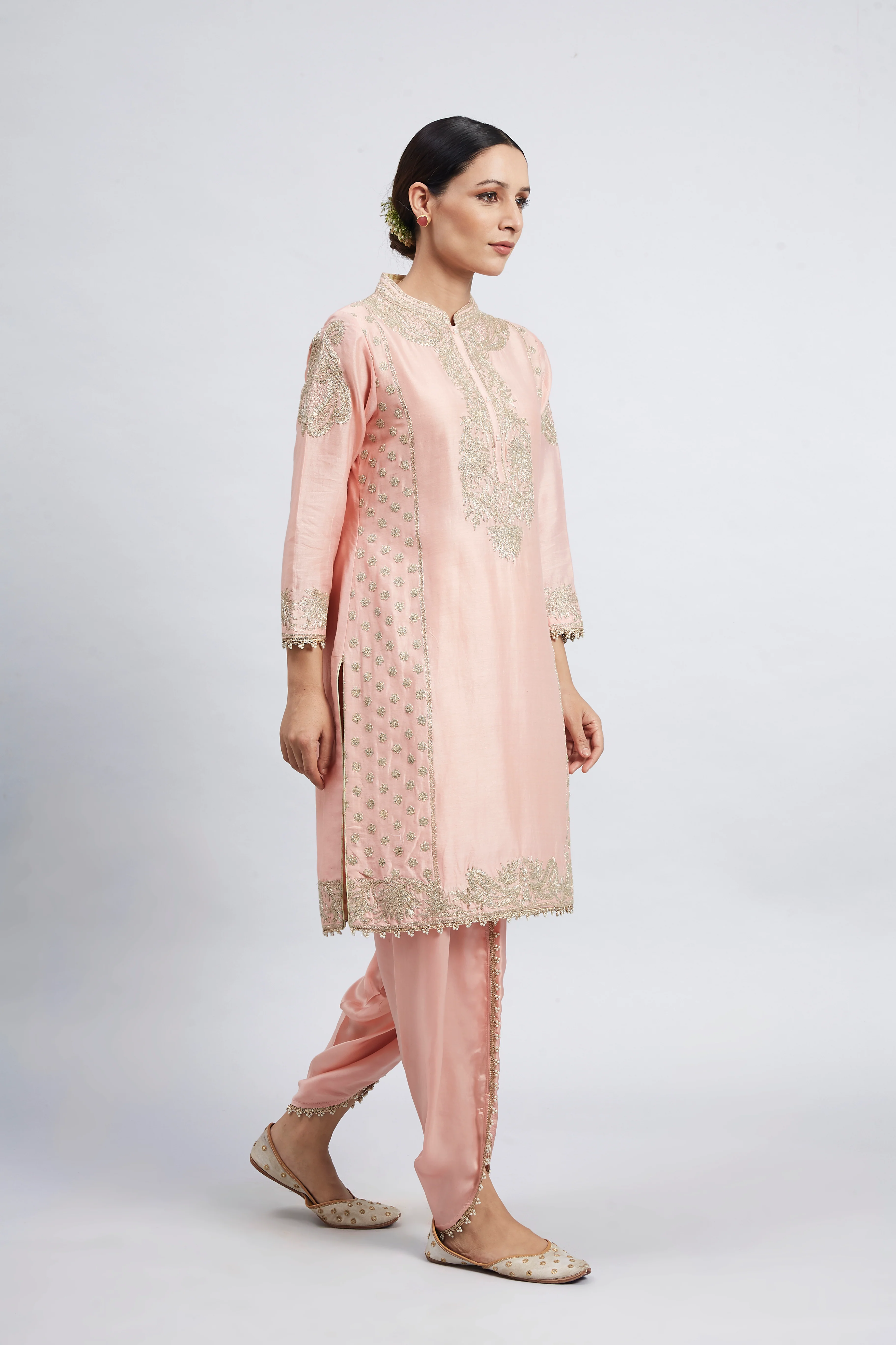 Aabish- Carnation Pink Embroidered Kurta Set - Image 4