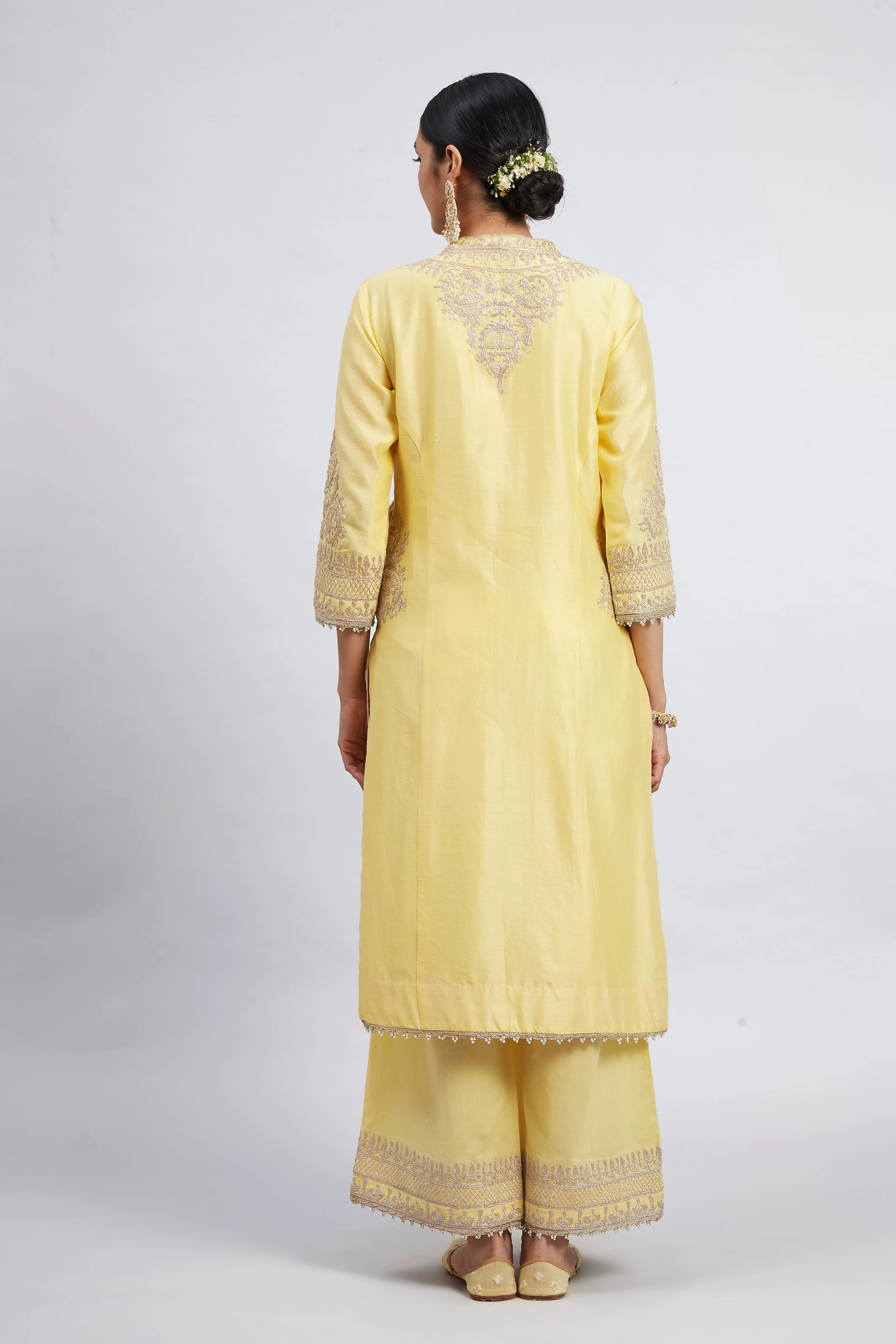 Aadah-Daffodil Yellow Princess-Cut Long Kurta Set - Image 5
