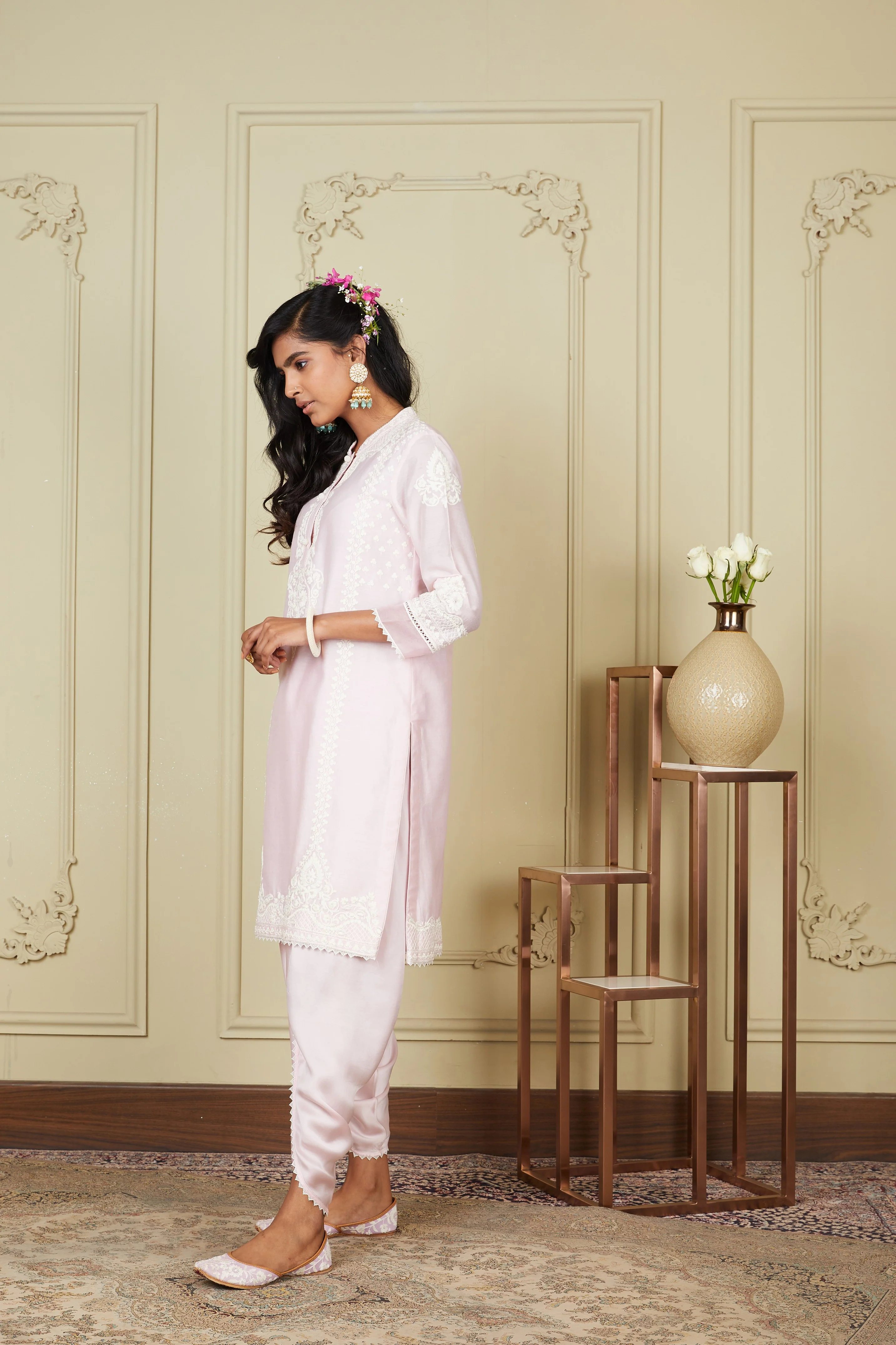 Ayanna - Pearl Blush Short kurta With Dhoti - Image 3