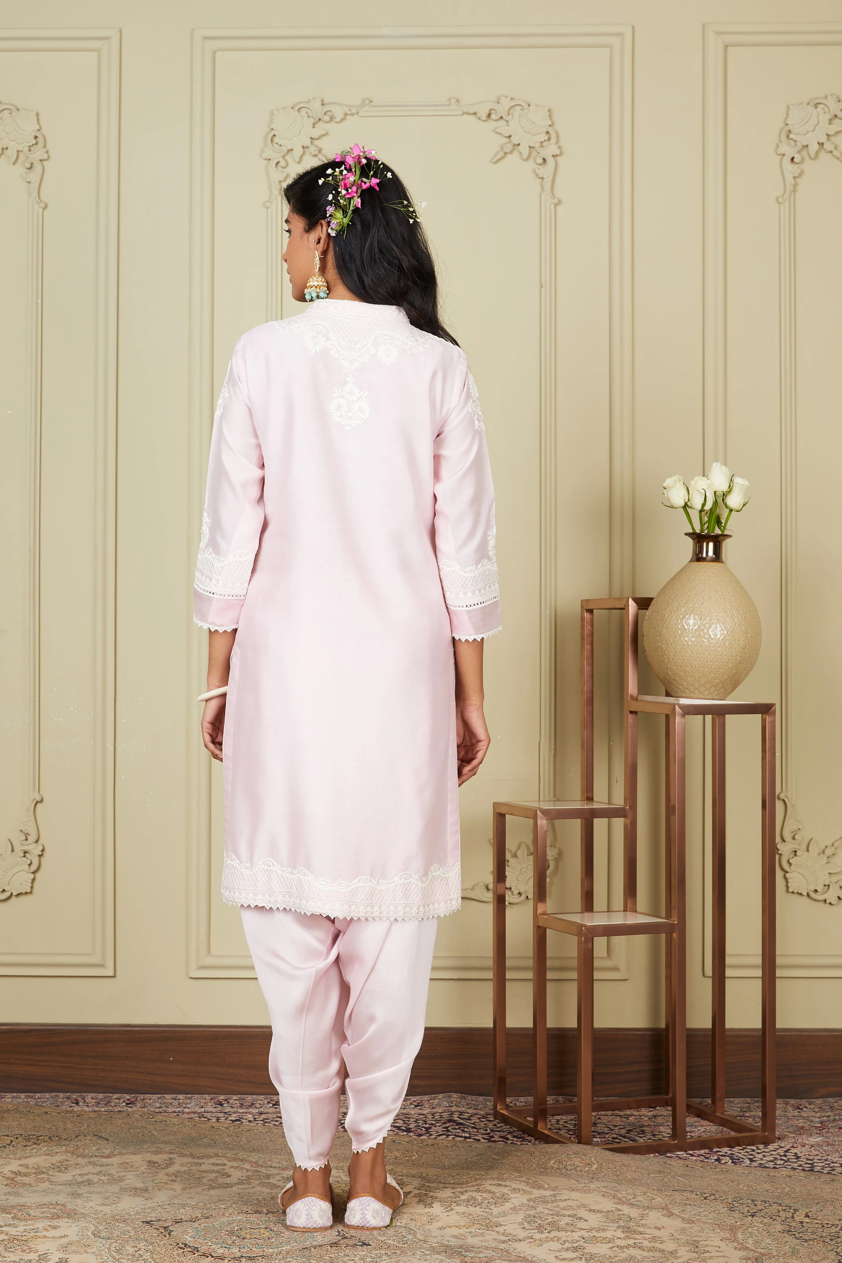 Ayanna - Pearl Blush Short kurta With Dhoti - Image 6