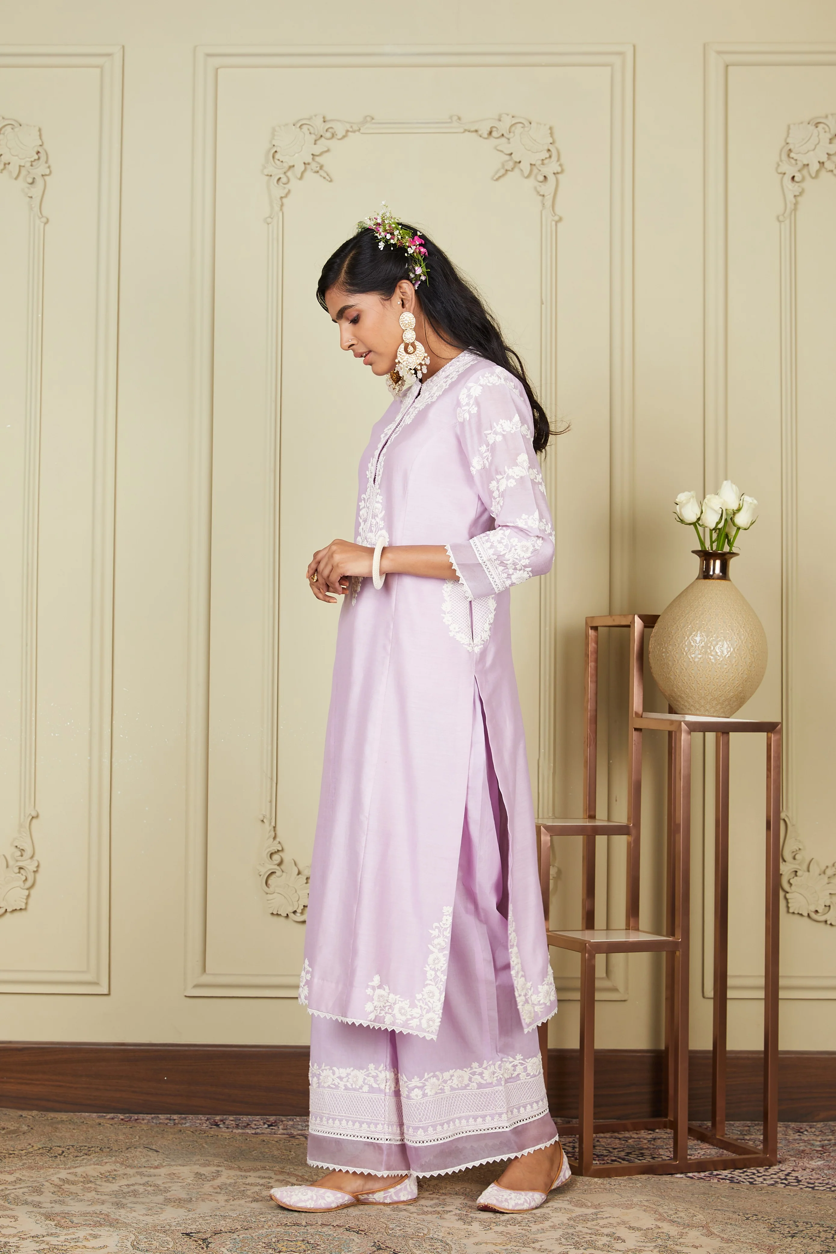Banafsha - Periwinkle Long kurta with palazzo - Image 3