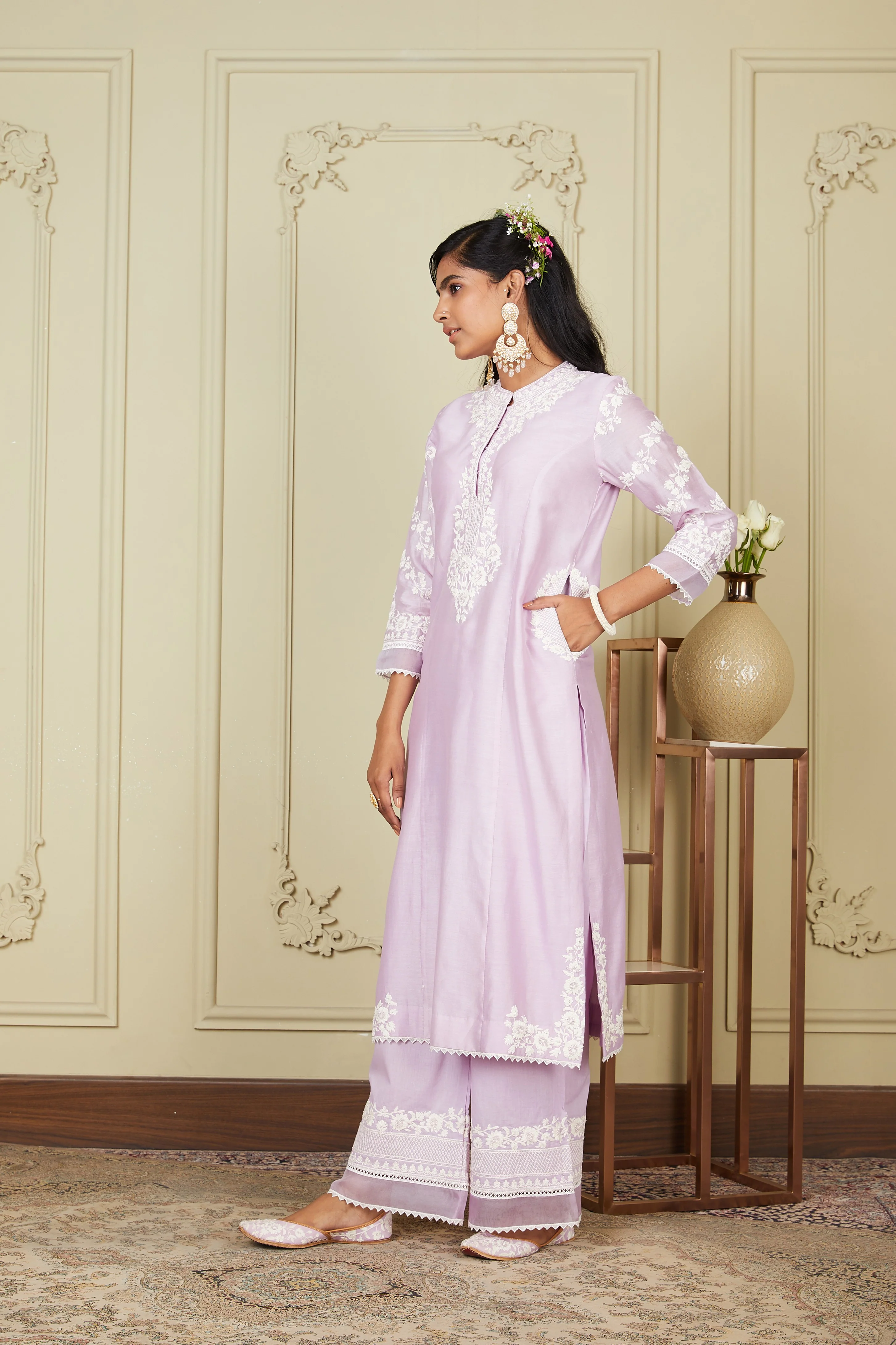 Banafsha - Periwinkle Long kurta with palazzo - Image 5