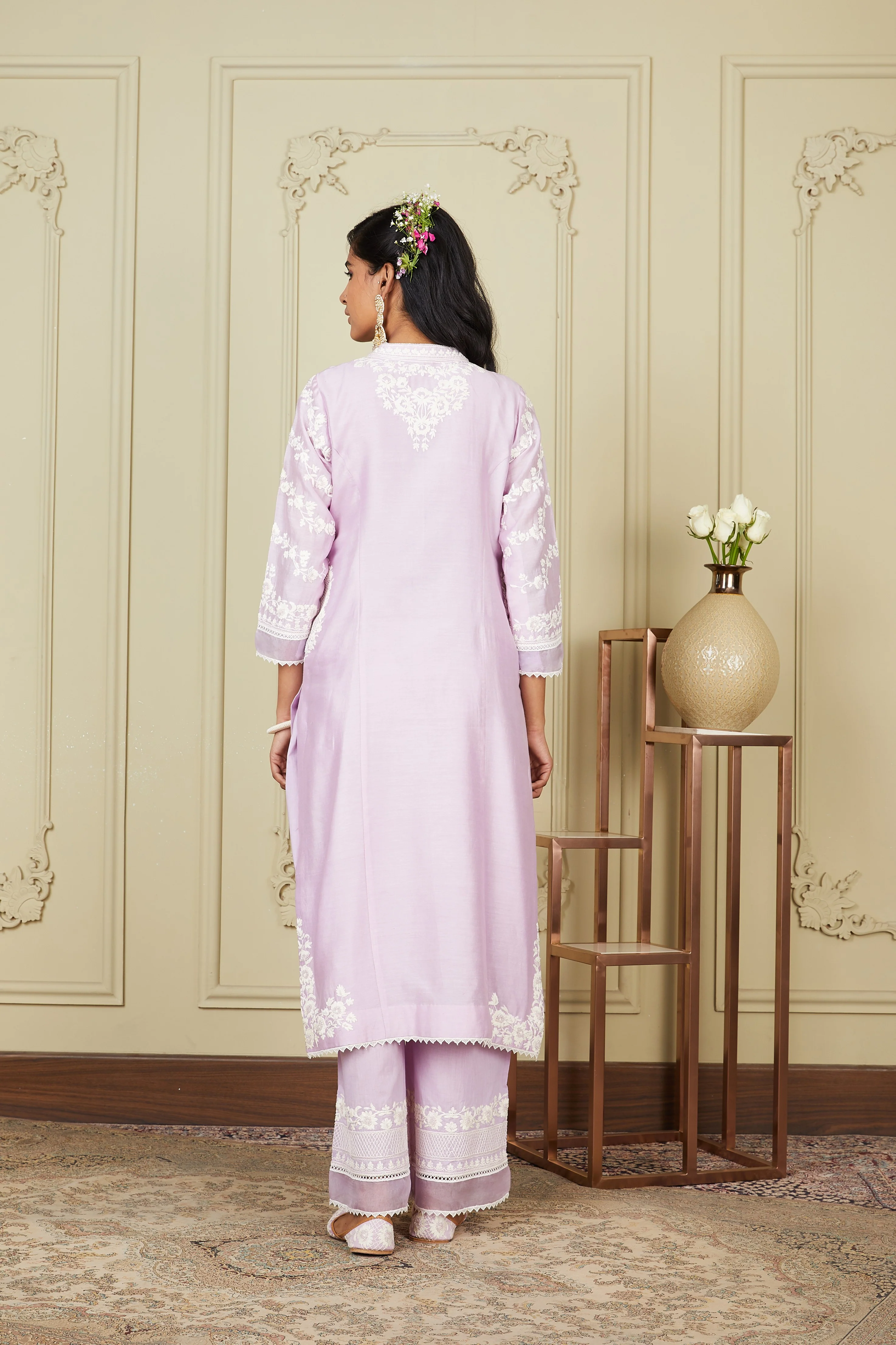 Banafsha - Periwinkle Long kurta with palazzo - Image 6
