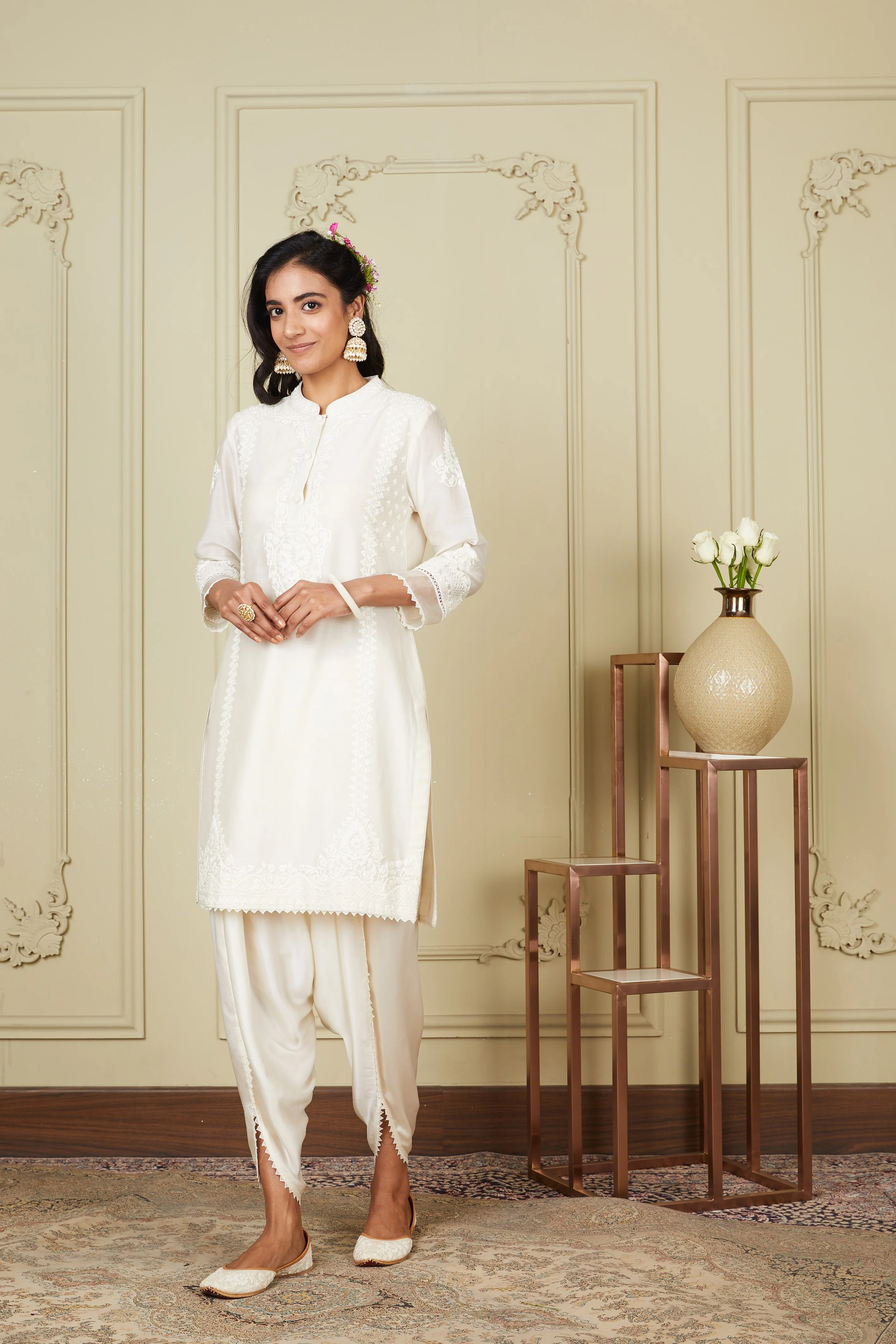 Ayanna - Daisy ivory short kurta with dhoti - Image 3