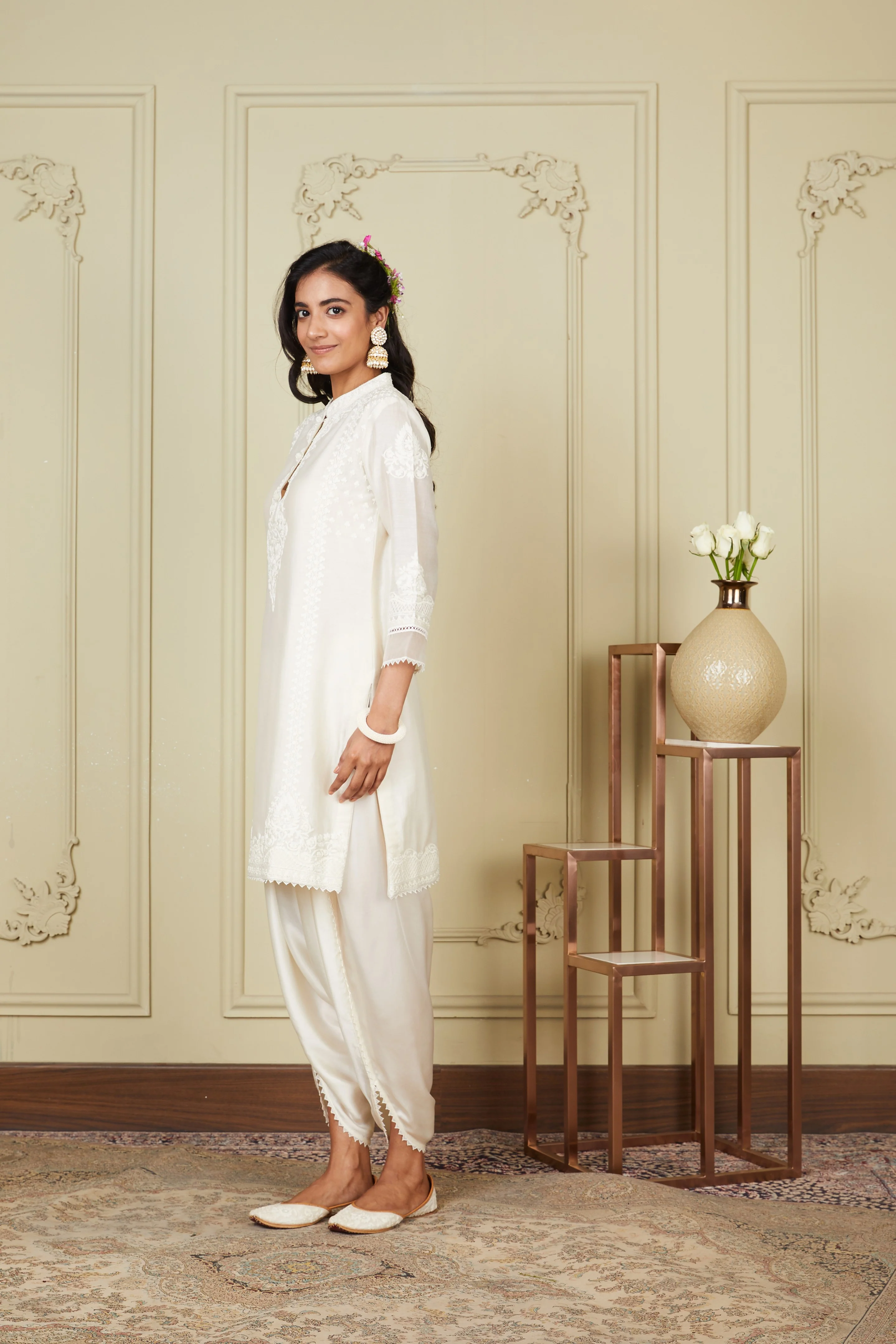 Ayanna - Daisy ivory short kurta with dhoti - Image 4