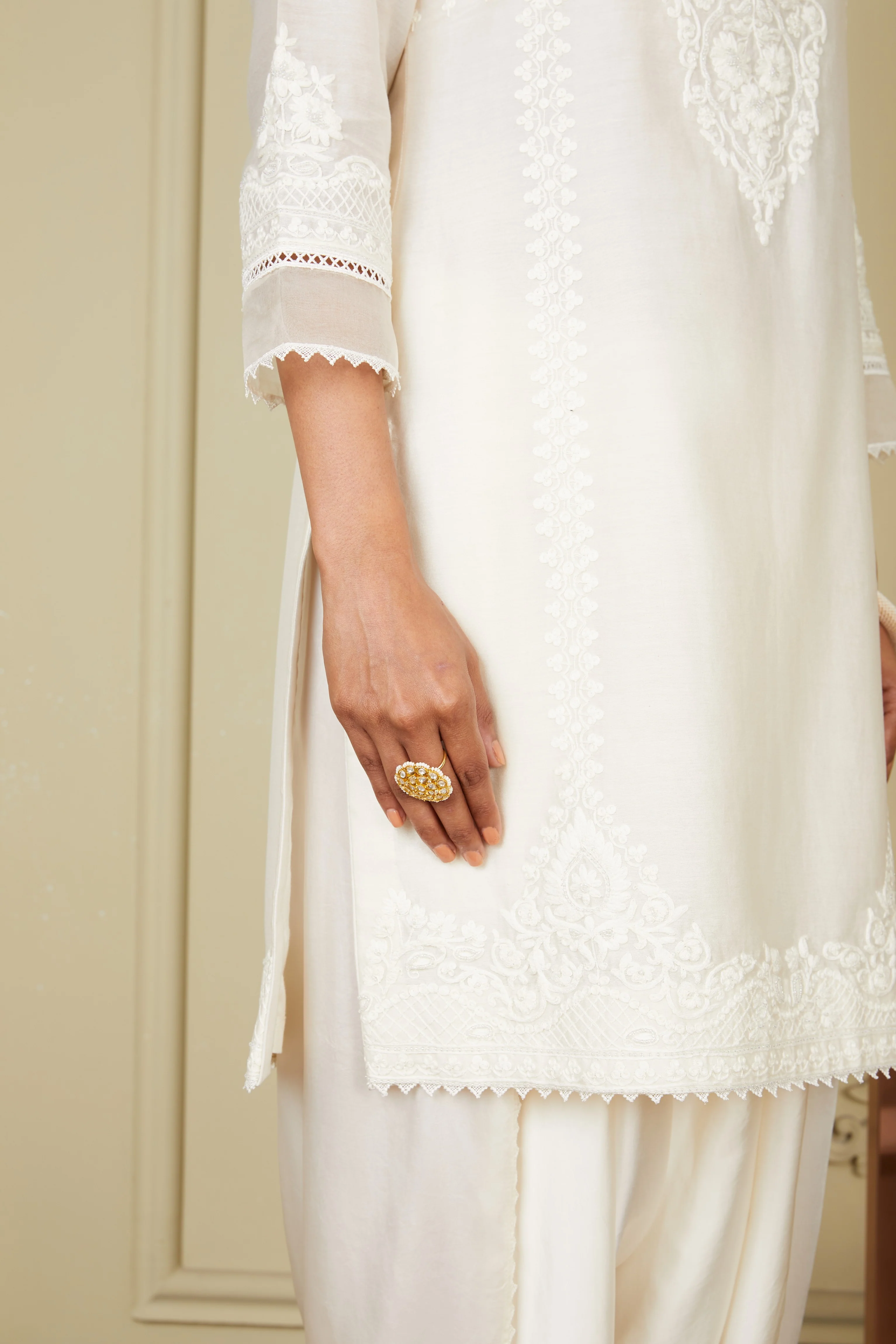 Ayanna - Daisy ivory short kurta with dhoti - Image 5