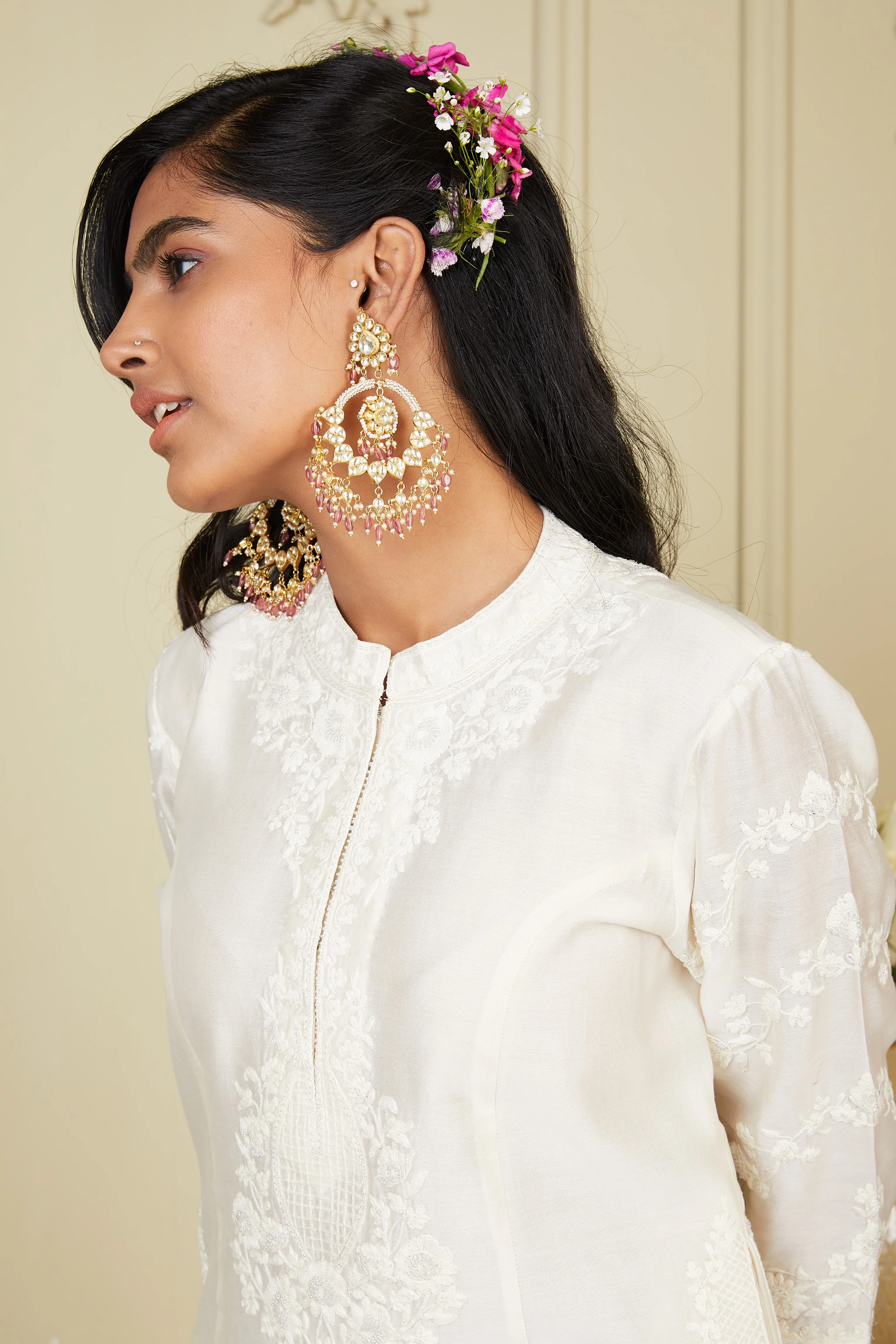 Banafsha - Daisy Ivory Long kurta with palazzo - Image 10