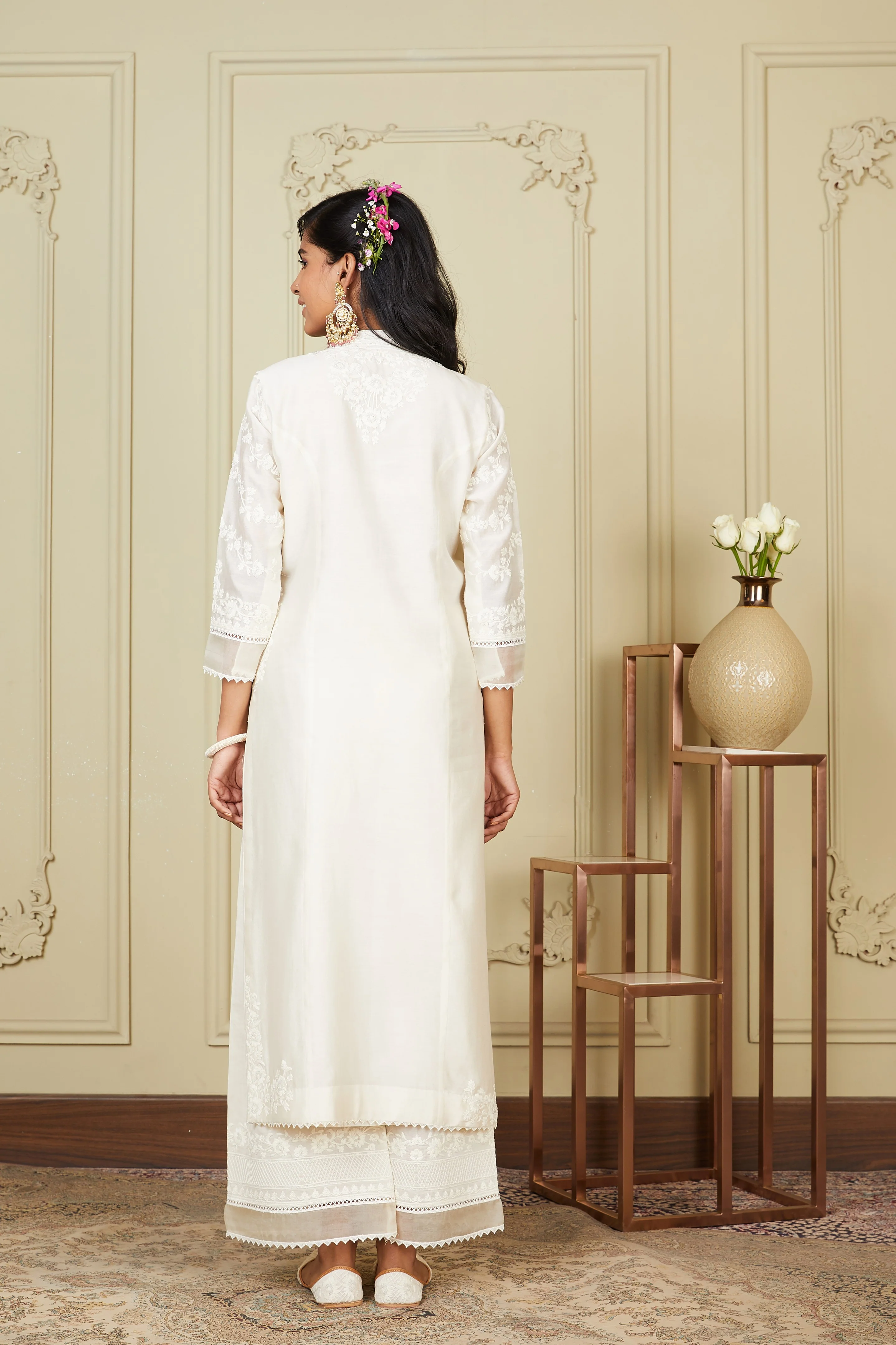 Banafsha - Daisy Ivory Long kurta with palazzo - Image 7