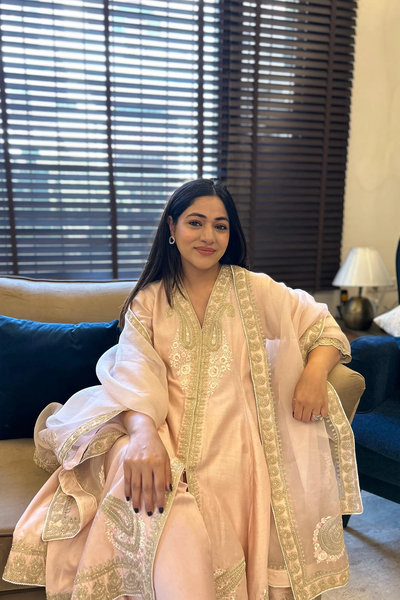Anisha Sethi Fajr - Blush Pink Short Anarkali with Chooridaar and Dupatta - Image 10