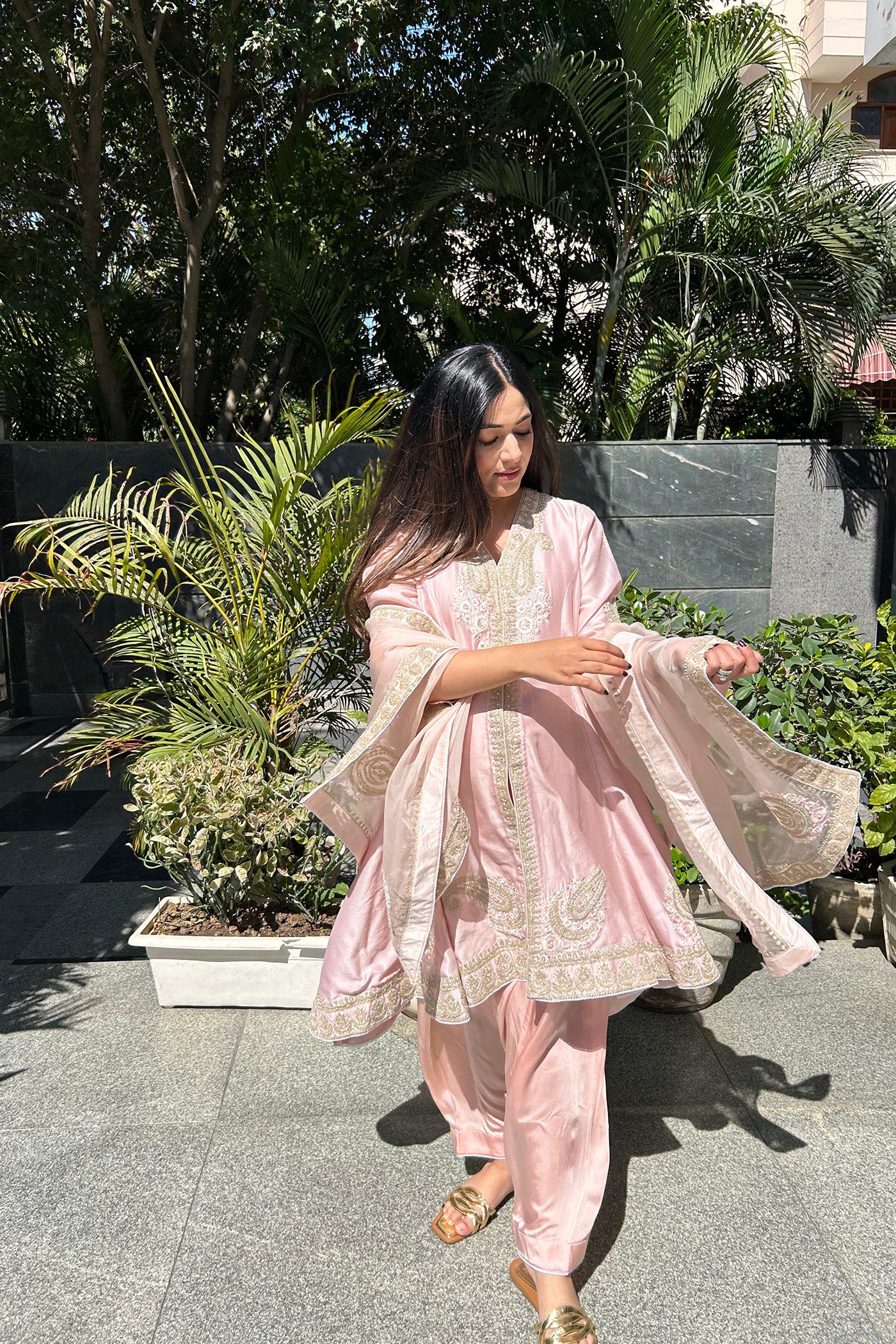 Anisha Sethi Fajr - Blush Pink Short Anarkali with Chooridaar and Dupatta - Image 11
