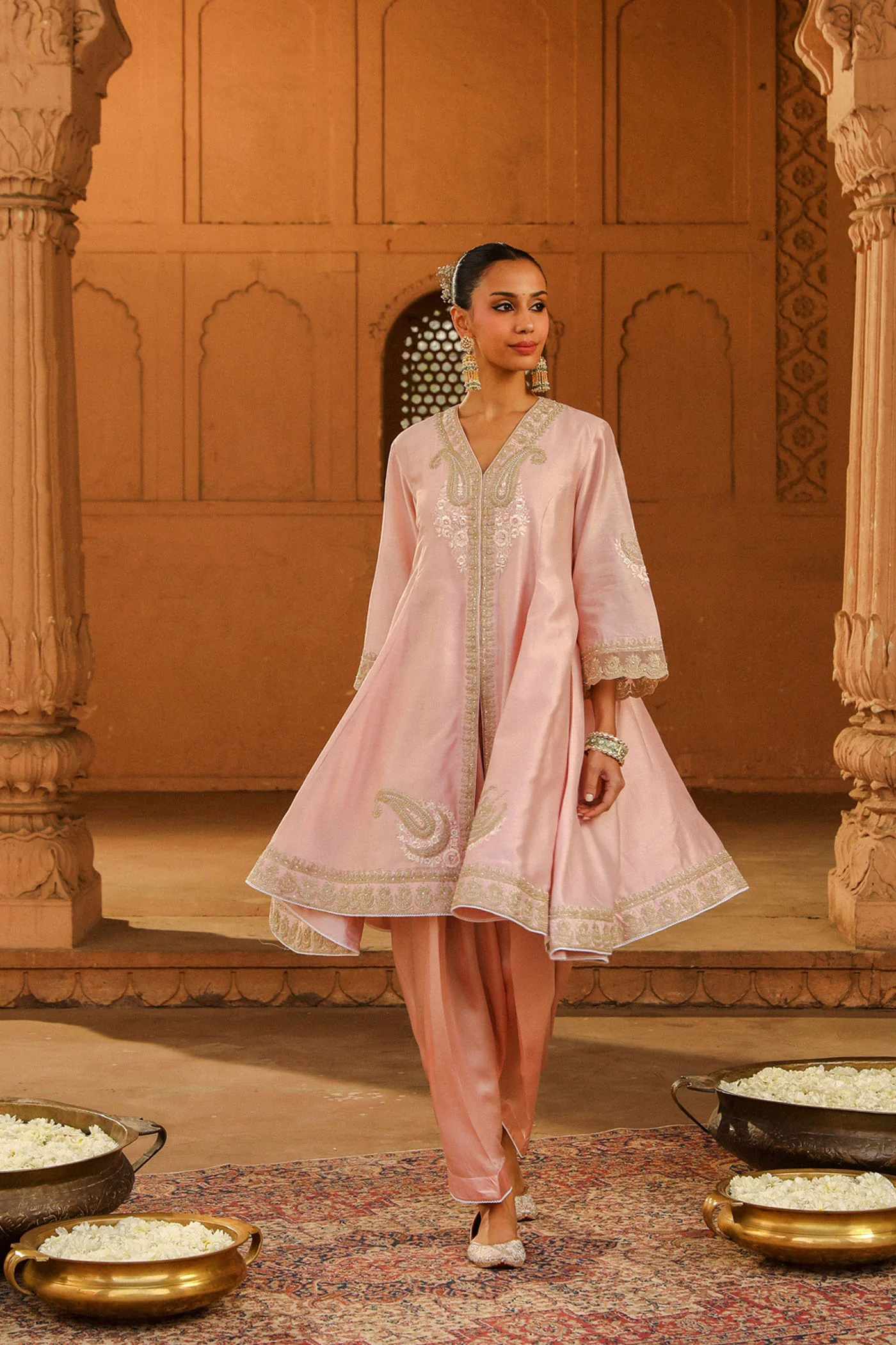 Anisha Sethi Fajr - Blush Pink Short Anarkali with Chooridaar and Dupatta - Image 12