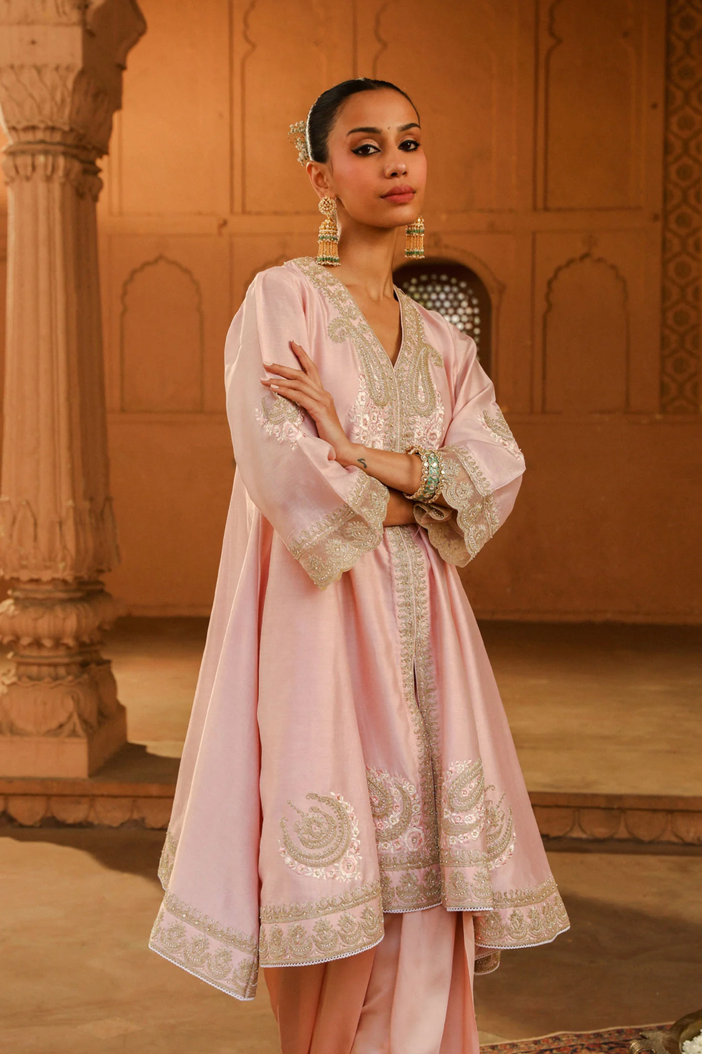 Anisha Sethi Fajr - Blush Pink Short Anarkali with Chooridaar and Dupatta - Image 13