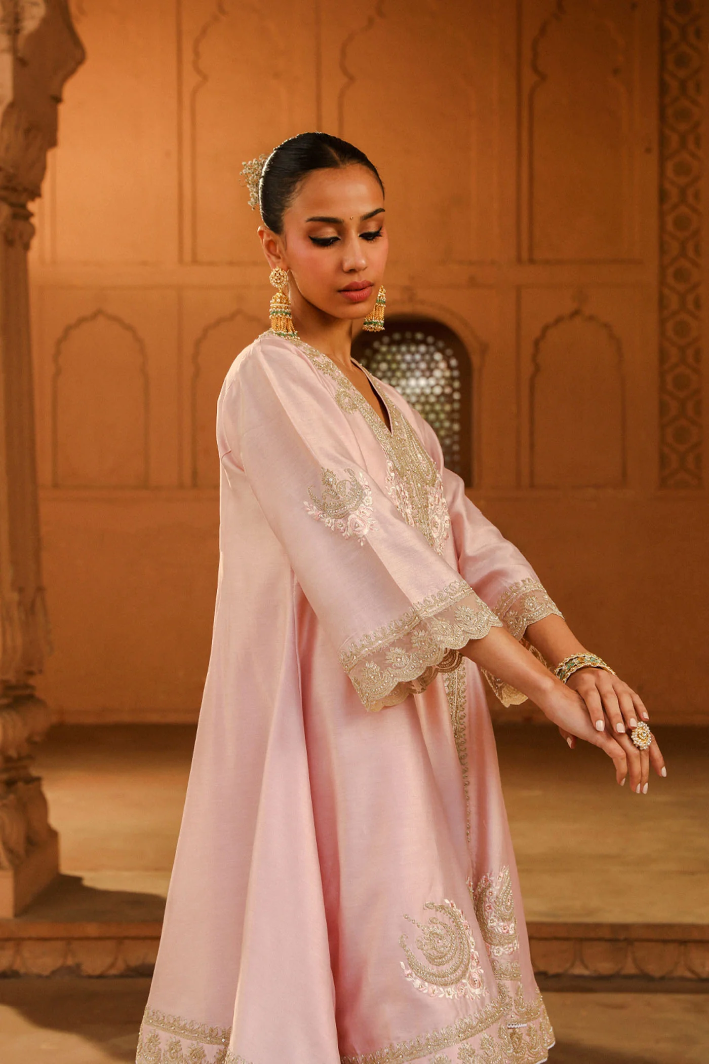 Anisha Sethi Fajr - Blush Pink Short Anarkali with Chooridaar and Dupatta - Image 14