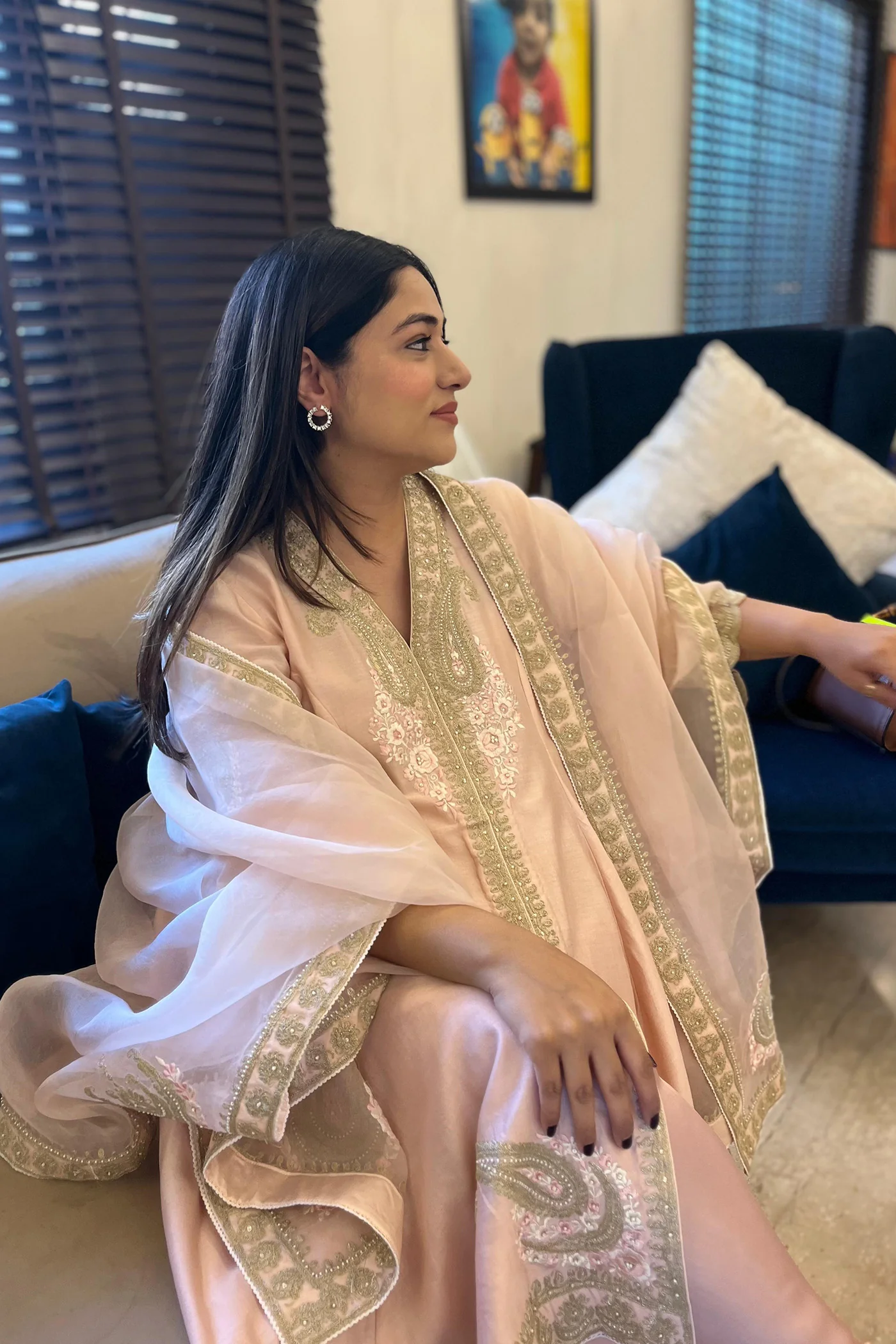 Anisha Sethi Fajr - Blush Pink Short Anarkali with Chooridaar and Dupatta - Image 5