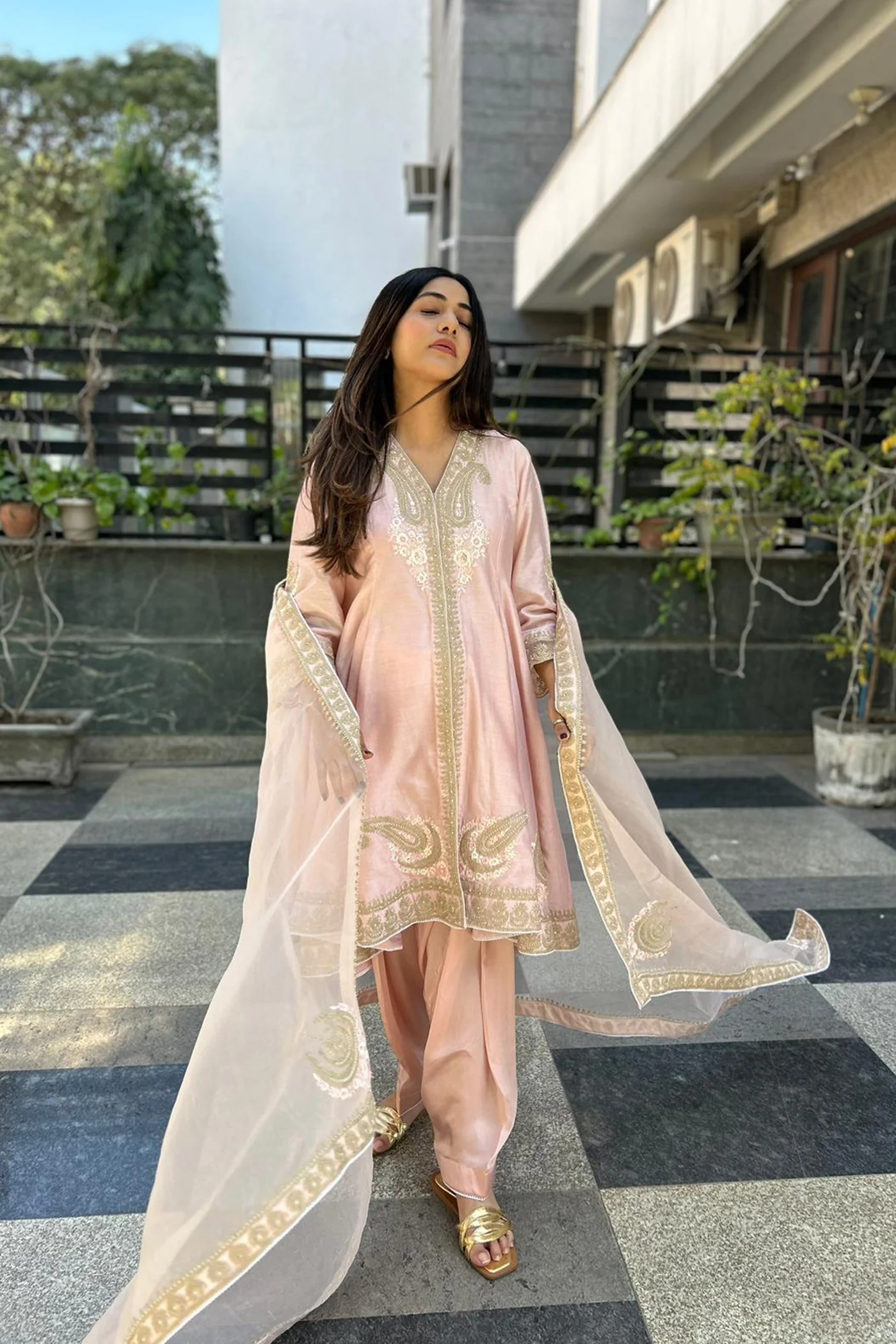 Anisha Sethi Fajr - Blush Pink Short Anarkali with Chooridaar and Dupatta - Image 8