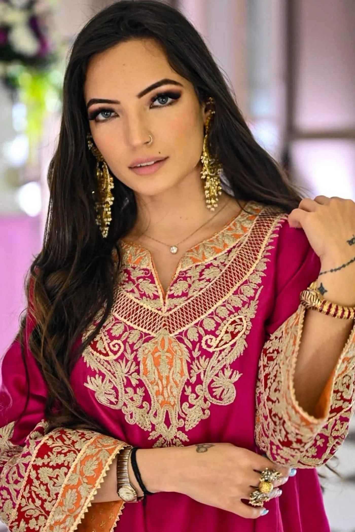 AHANA GHAI IN MEHRISH - Rani Hotpink SHORT KALIDAAR CHOGA WITH SALWAR - Image 4