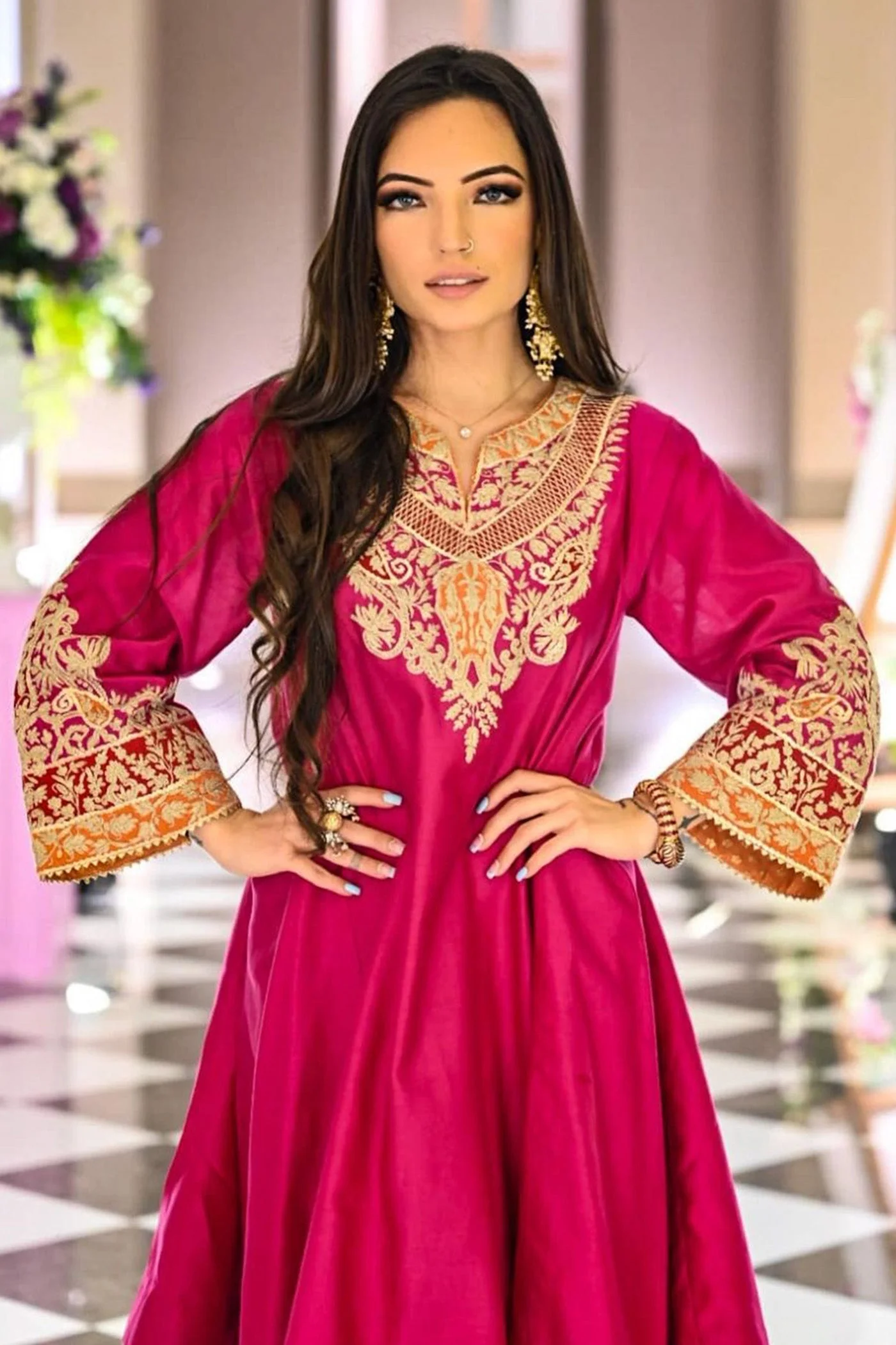 AHANA GHAI IN MEHRISH - Rani Hotpink SHORT KALIDAAR CHOGA WITH SALWAR - Image 5