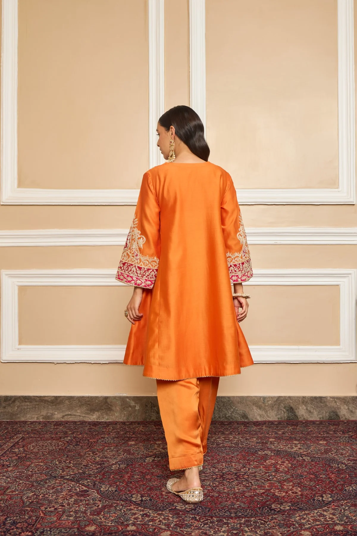 Vriti Malhotra IN MEHRISH - Orange SHORT KALIDAAR CHOGA WITH SALWAR - Image 4