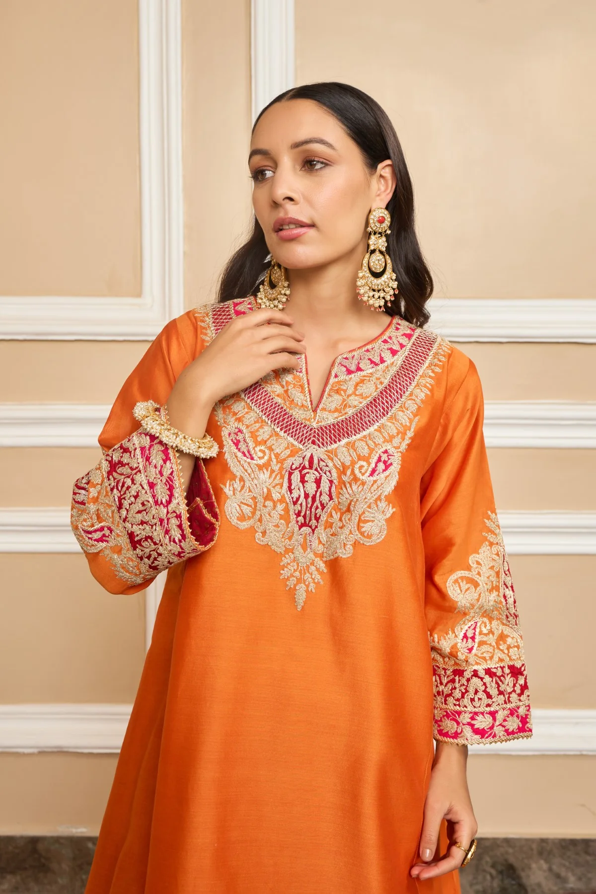 Vriti Malhotra IN MEHRISH - Orange SHORT KALIDAAR CHOGA WITH SALWAR - Image 7
