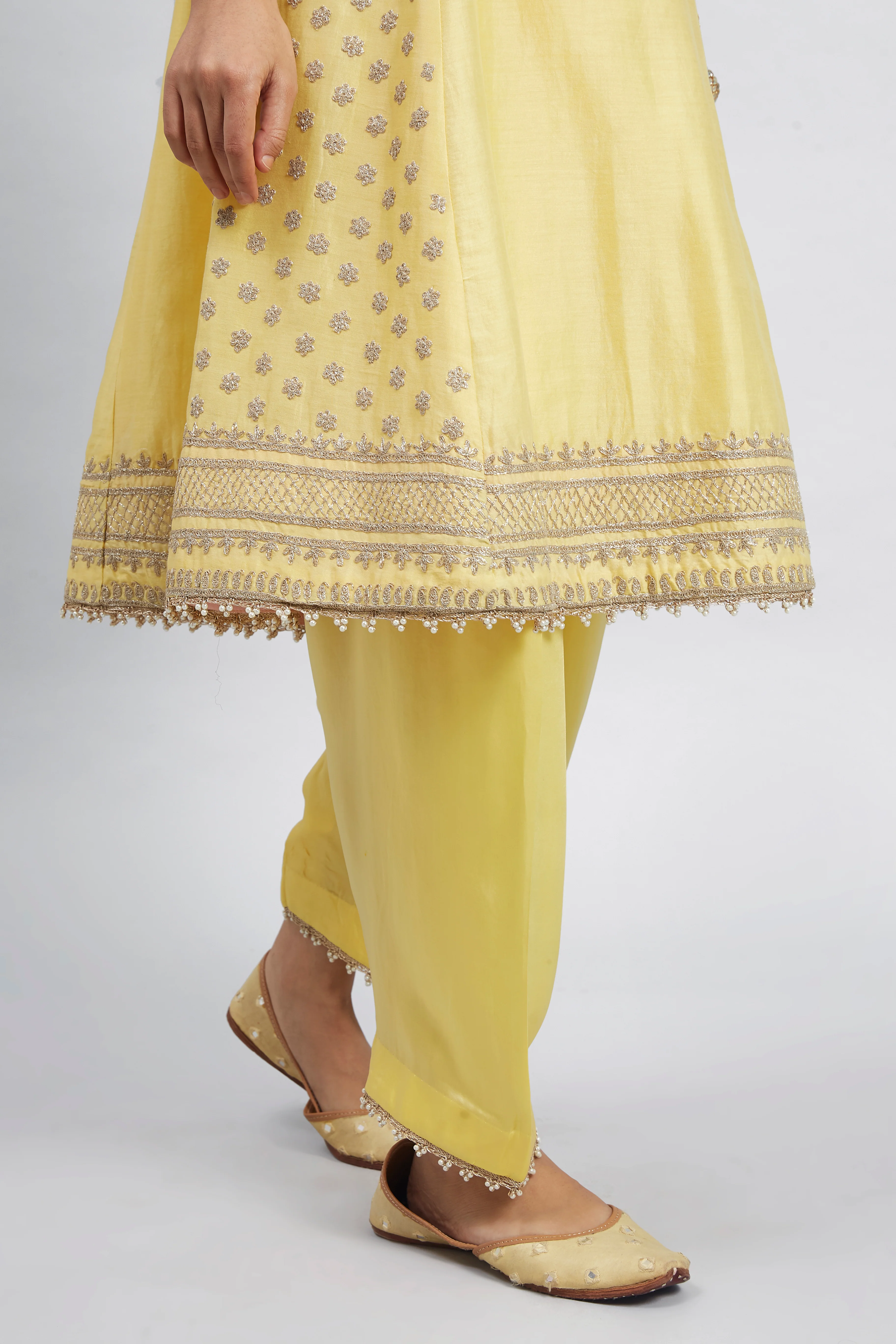 Naazira- Daffodil Yellow Tilla Embroidered Kurta Set - Image 6