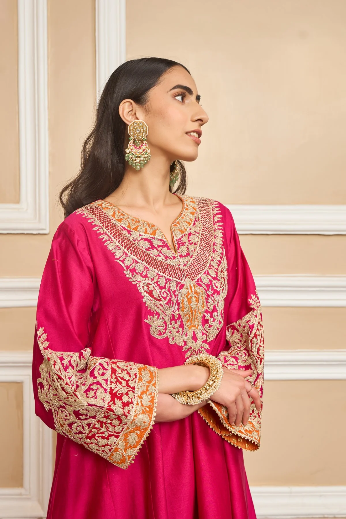 AHANA GHAI IN MEHRISH - Rani Hotpink SHORT KALIDAAR CHOGA WITH SALWAR - Image 10
