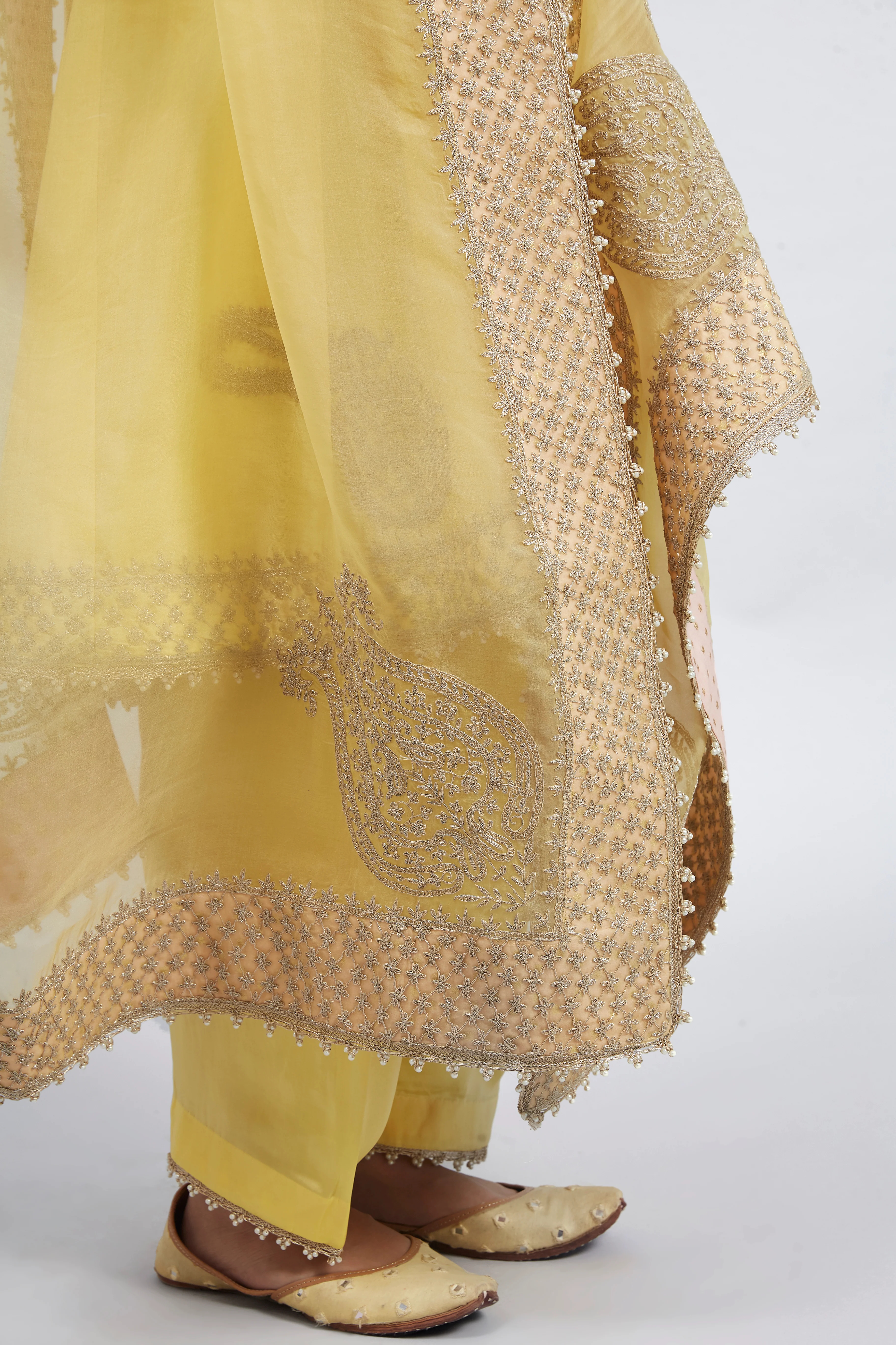 Rabhya- Daffodil Yellow Tilla Embroidered Kurta Set - Image 5