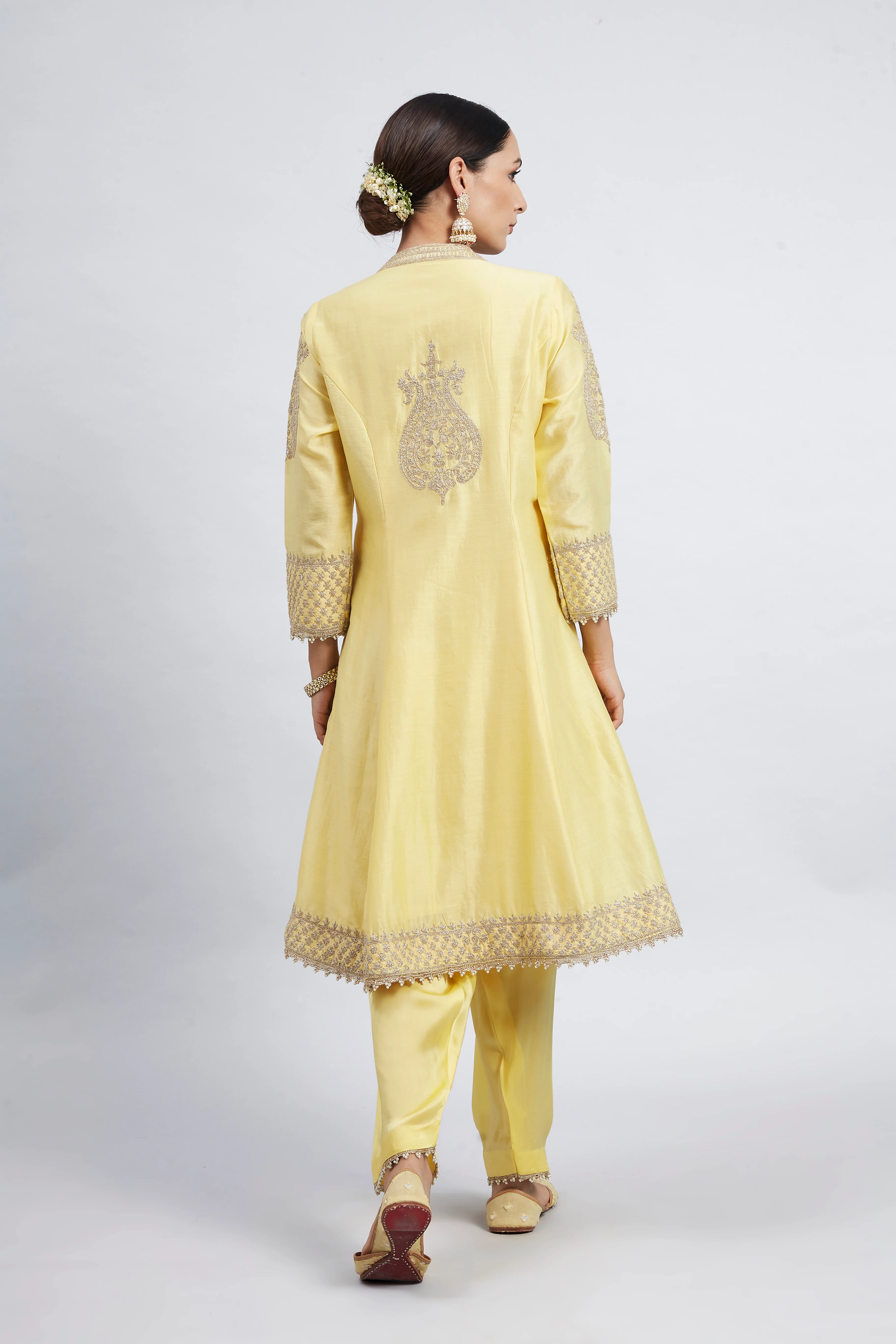 Rabhya- Daffodil Yellow Tilla Embroidered Kurta Set - Image 6