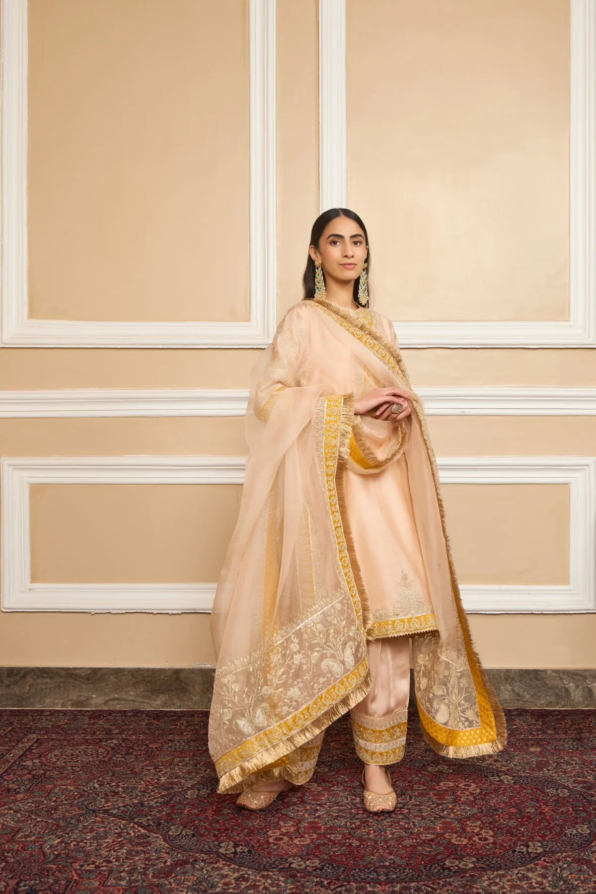RESHAM - ROSEPINK SHORT KURTA WITH SALWAR AND DUPATTA - Image 5