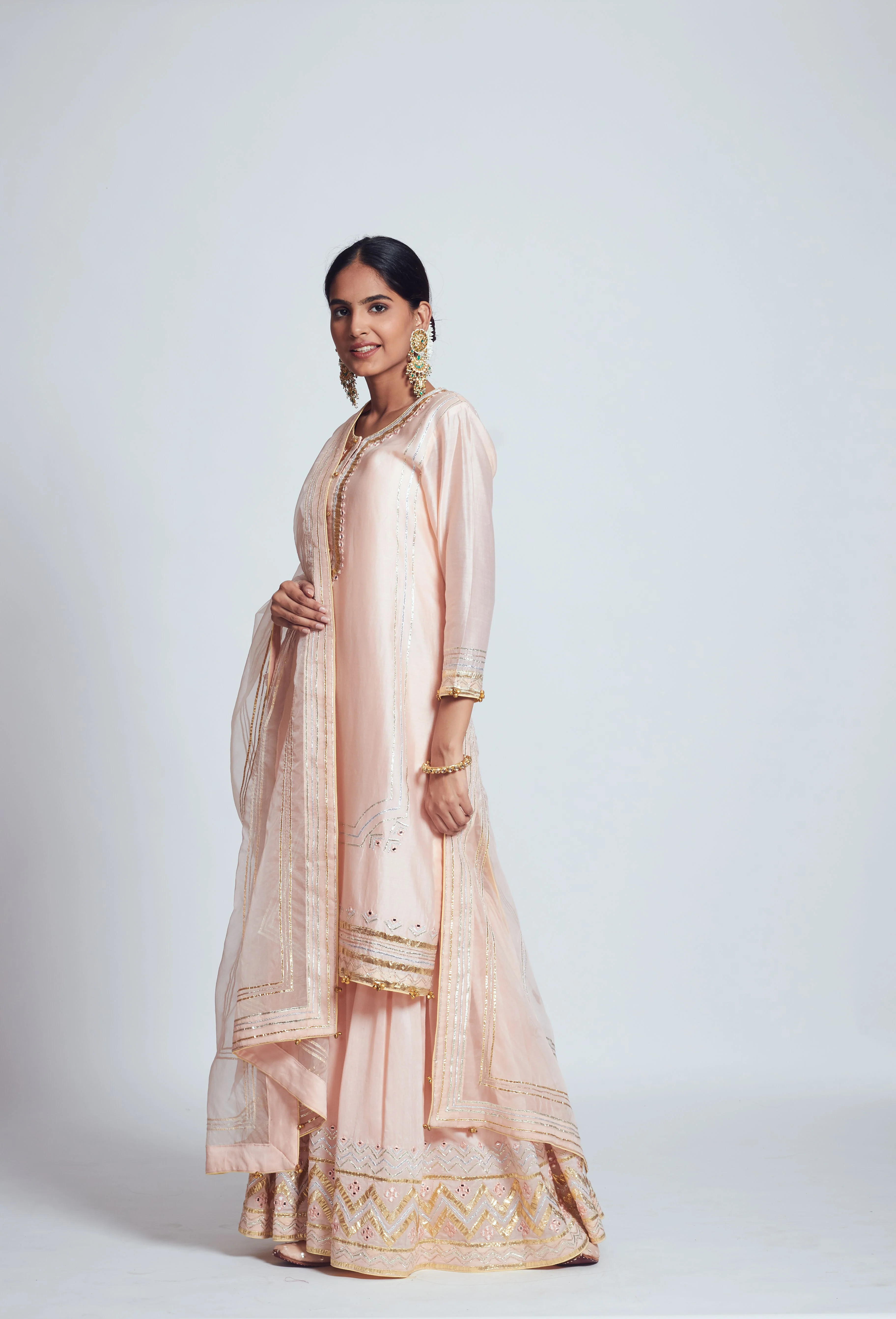 Rukshana- Blush rose pink chanderi silk ensemble - Image 3