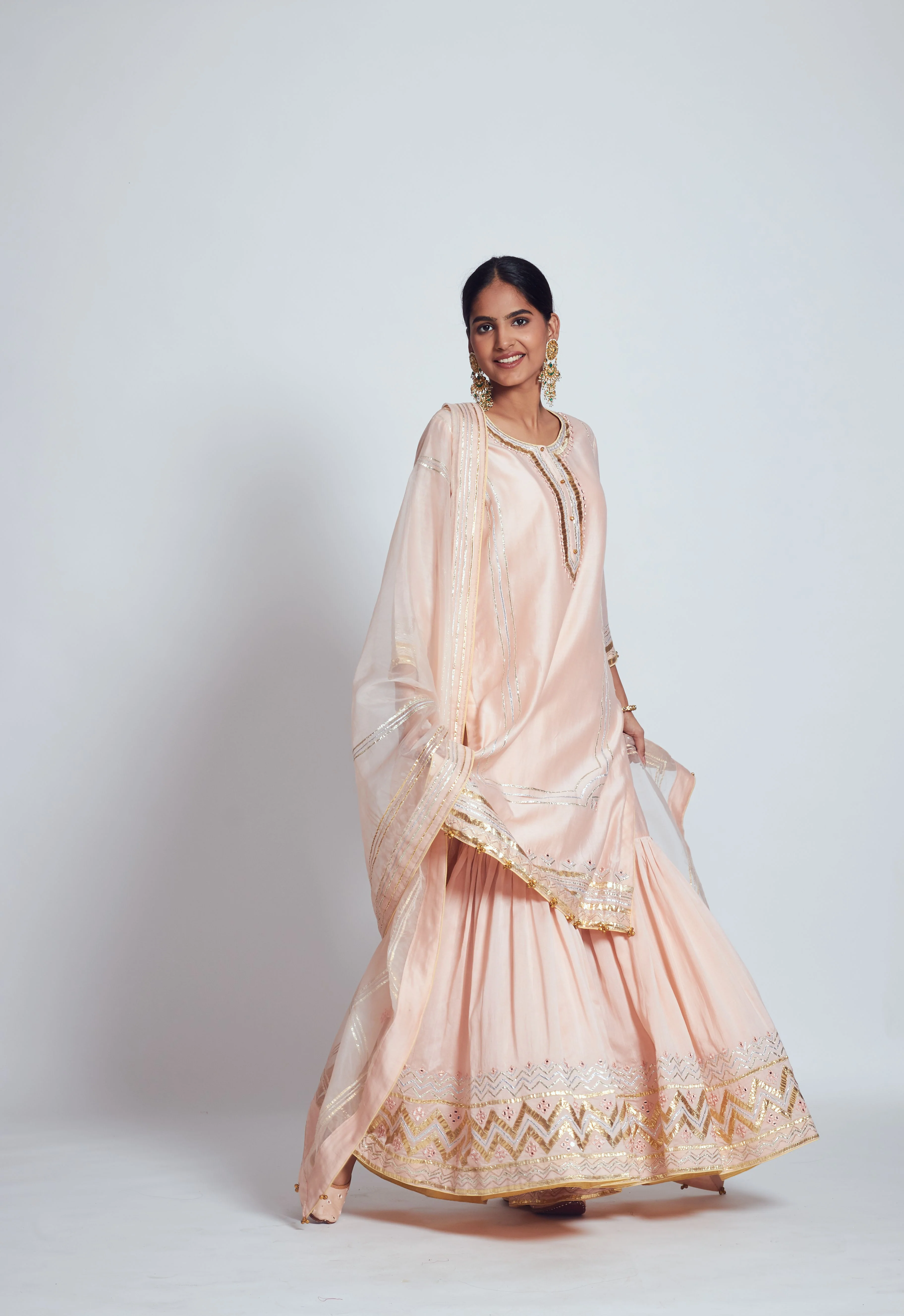 Rukshana- Blush rose pink chanderi silk ensemble - Image 4