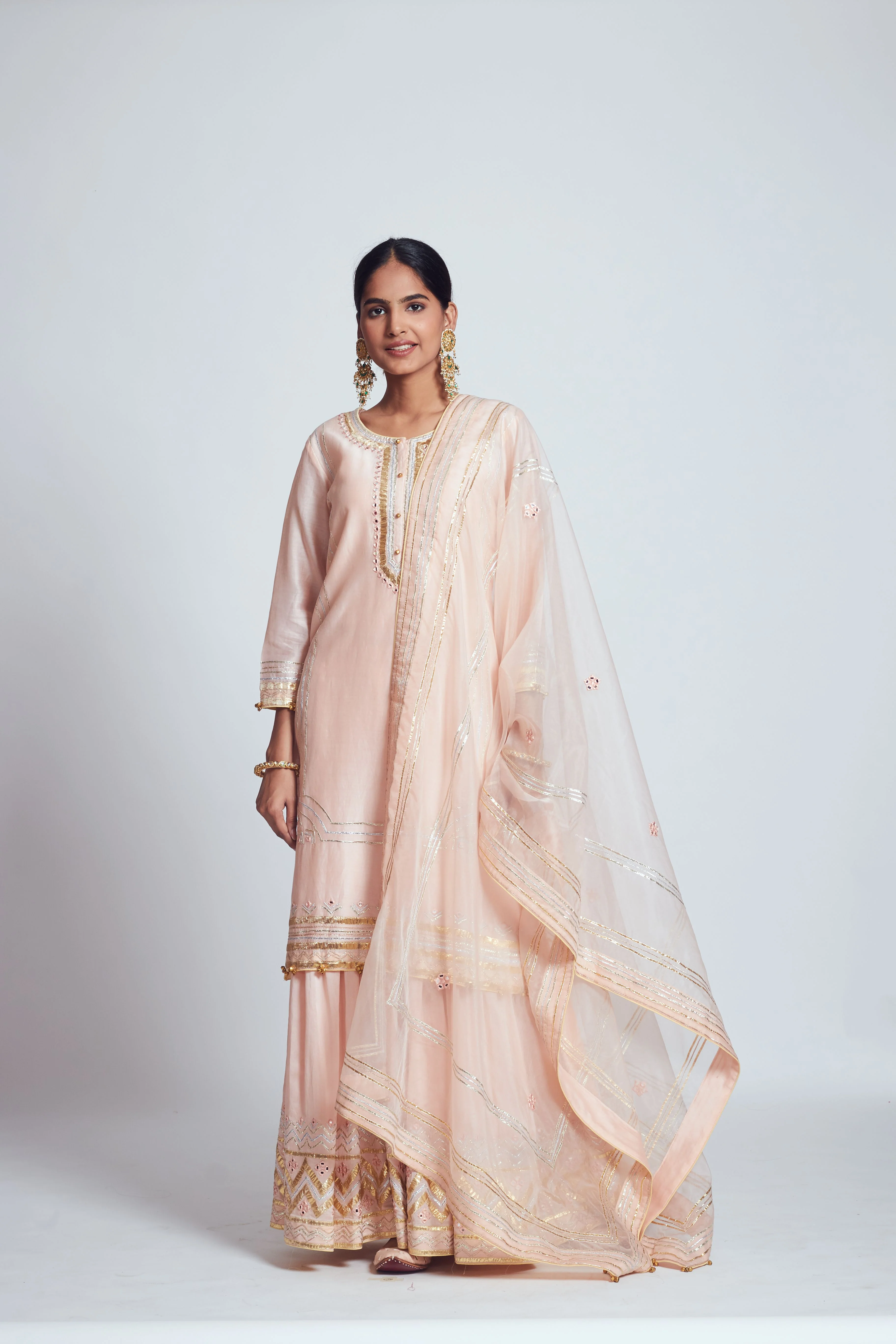 Rukshana- Blush rose pink chanderi silk ensemble - Image 5