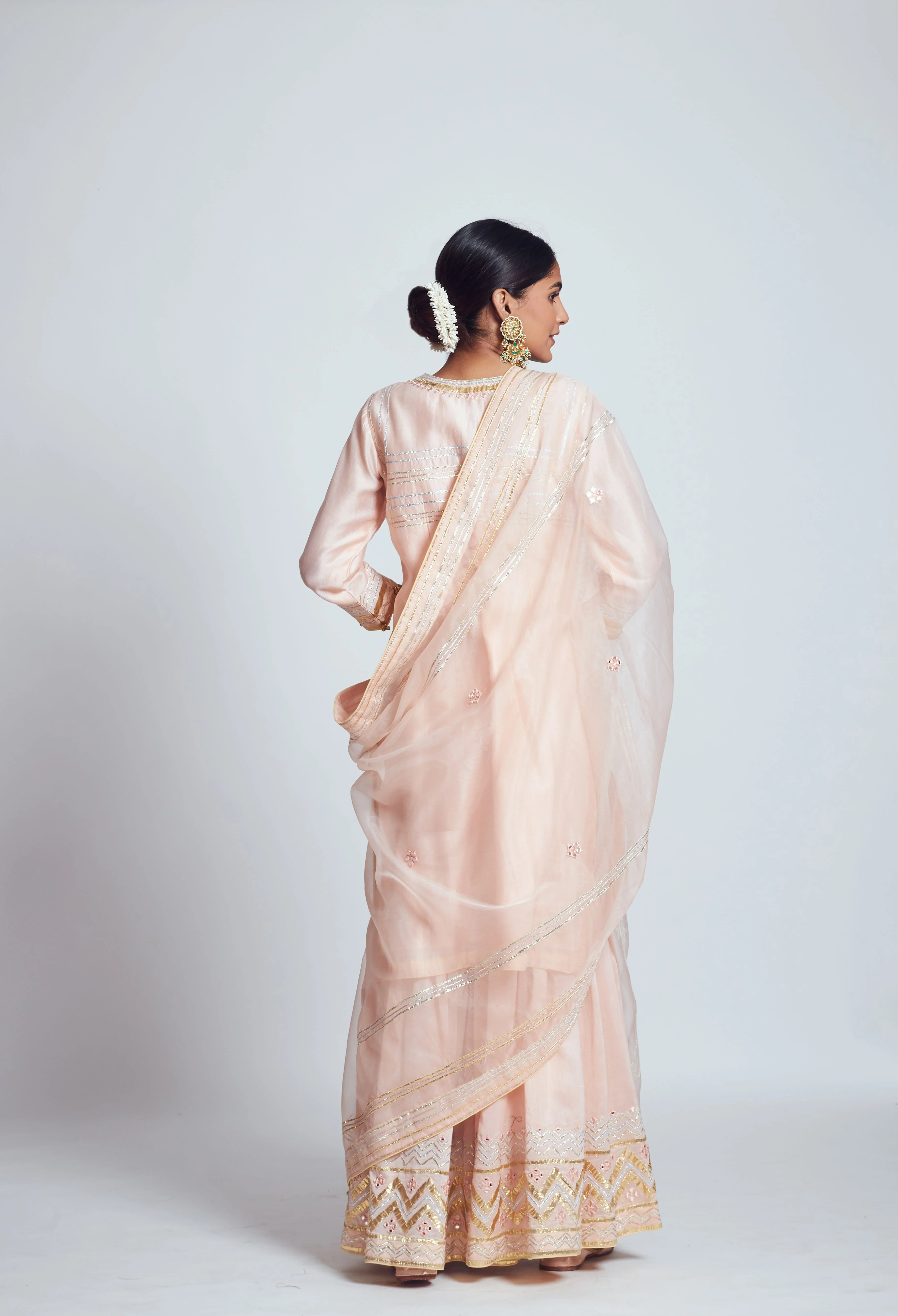 Rukshana- Blush rose pink chanderi silk ensemble - Image 6
