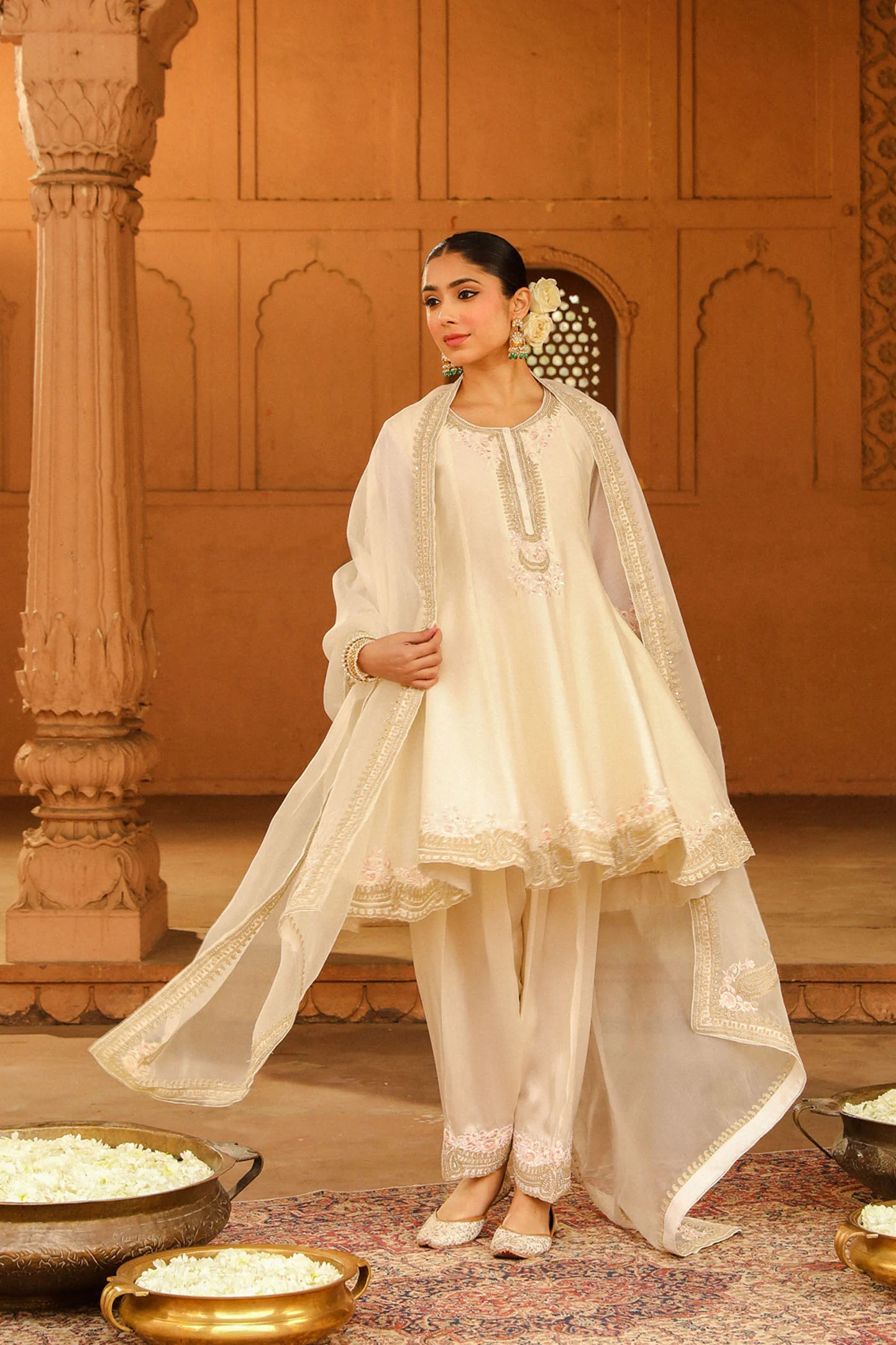 Mrunal Thakur in Faria - Daisy Ivory Short Anarkali with Chooridaar and Dupatta - Image 9