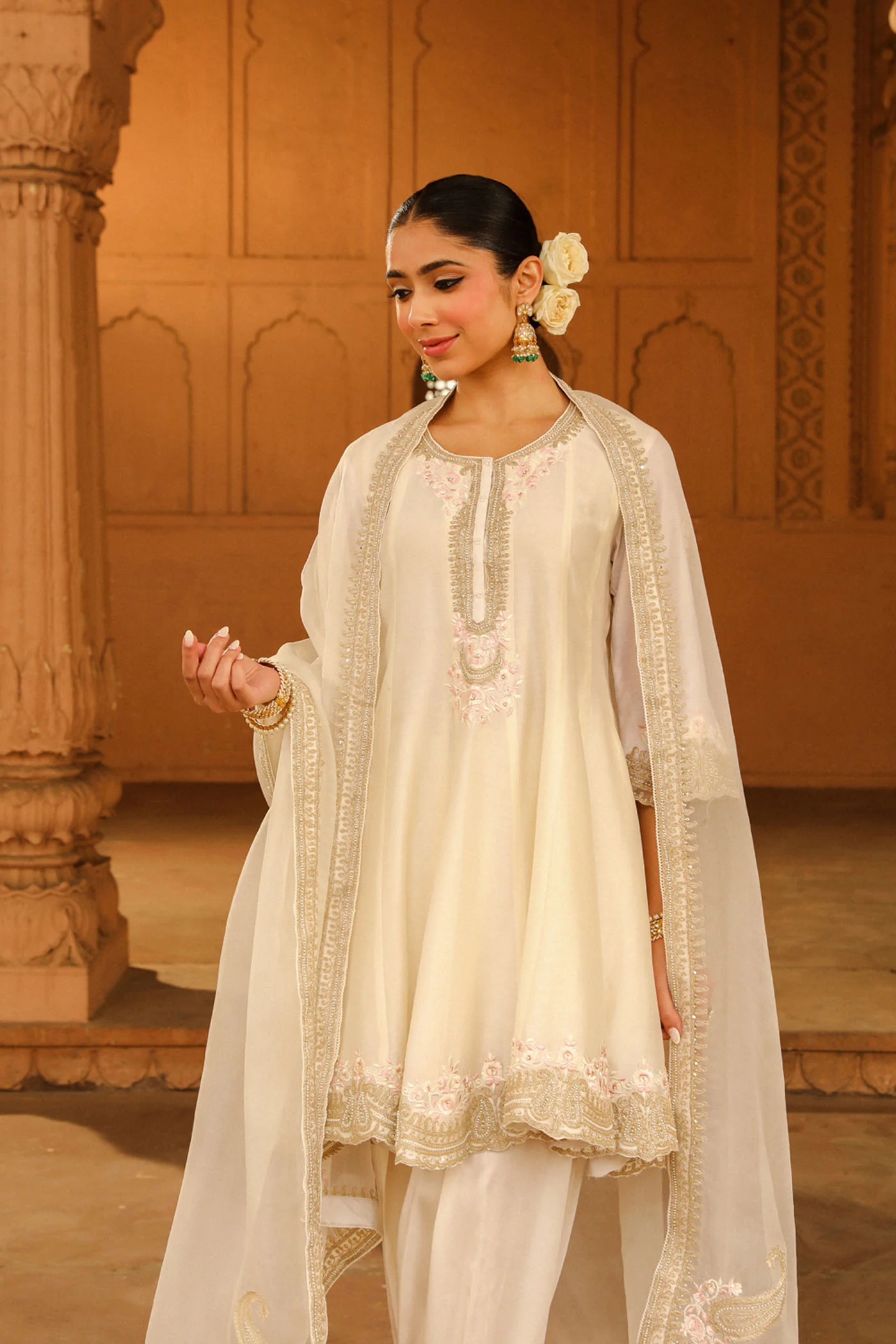 Mrunal Thakur in Faria - Daisy Ivory Short Anarkali with Chooridaar and Dupatta - Image 10