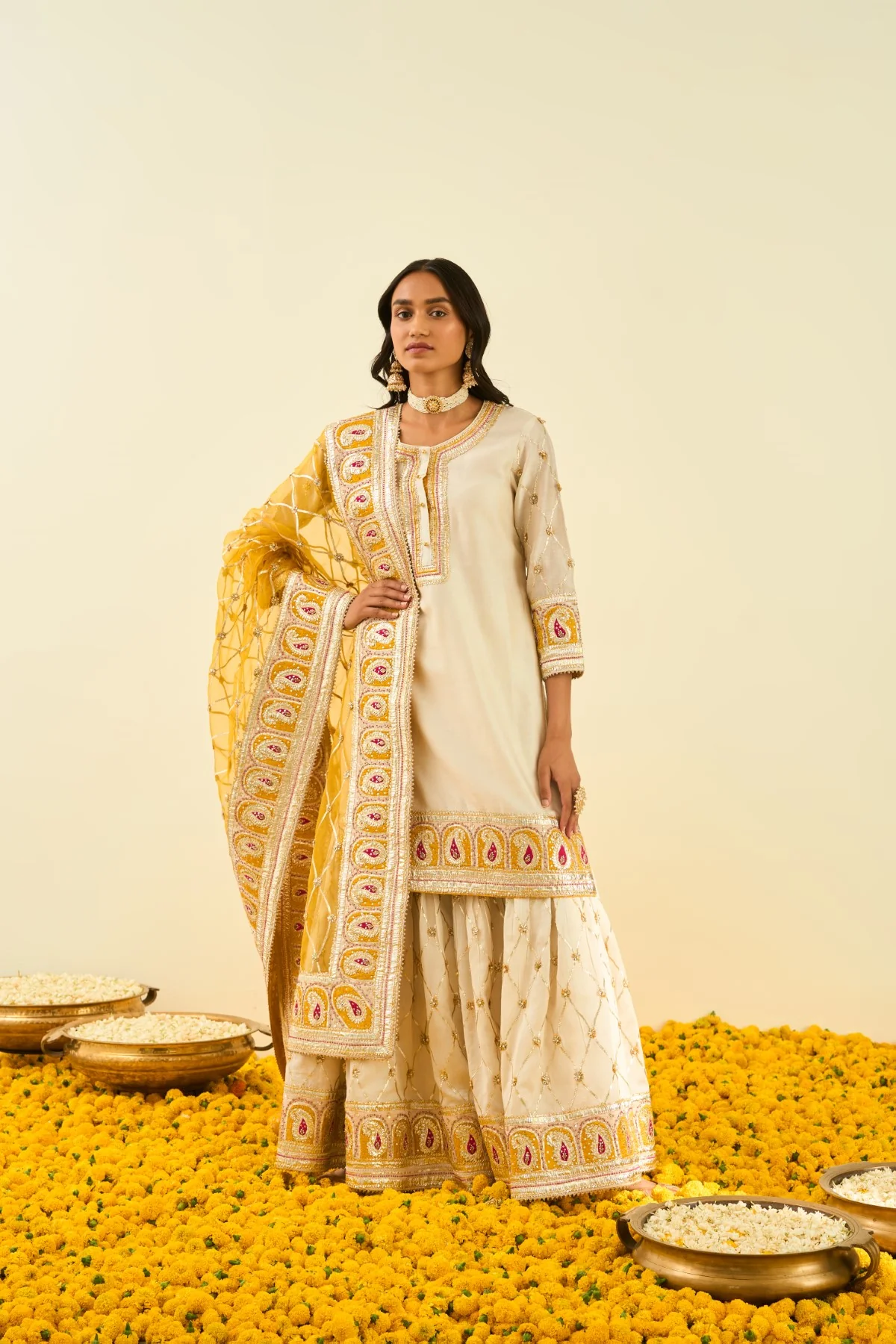 Tina Kakkad In Shabina- Daisy Ivory short kurta with garara and dupatta - Image 5