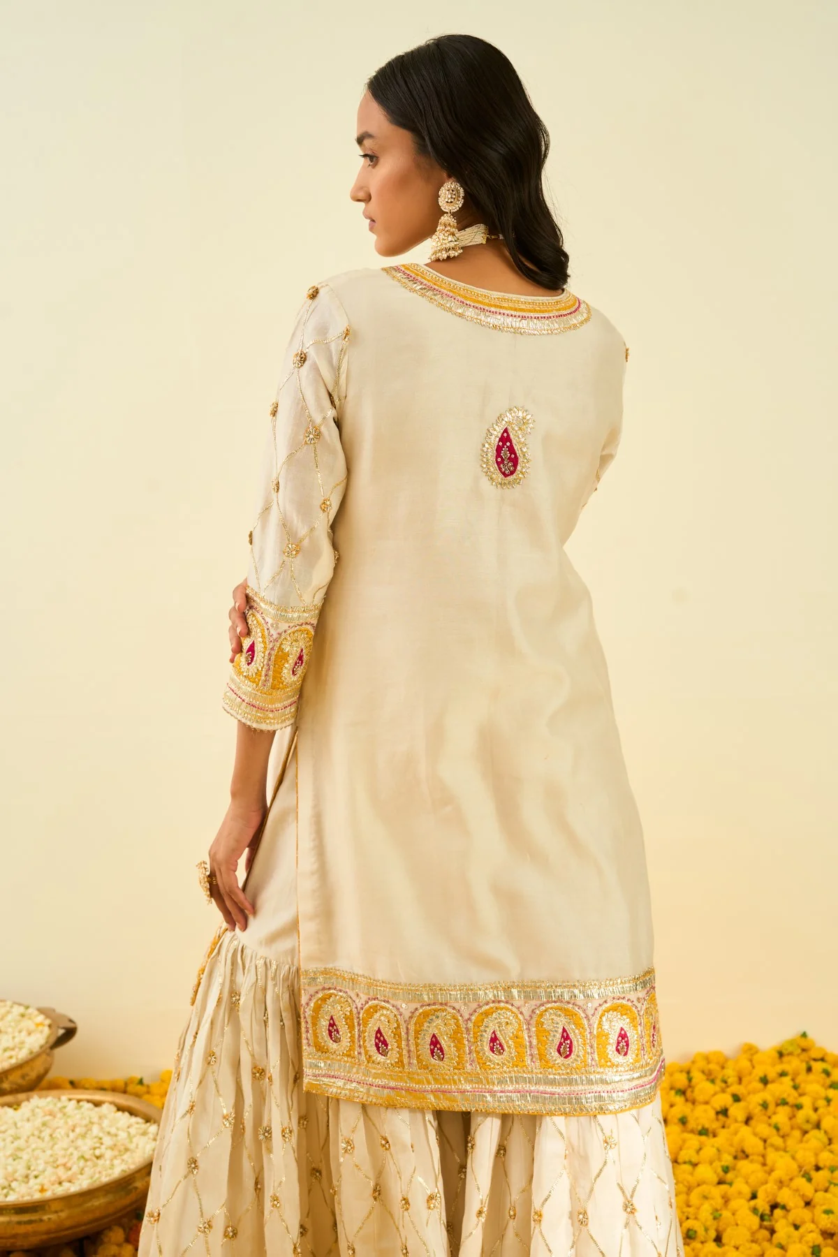 Tina Kakkad In Shabina- Daisy Ivory short kurta with garara and dupatta - Image 7
