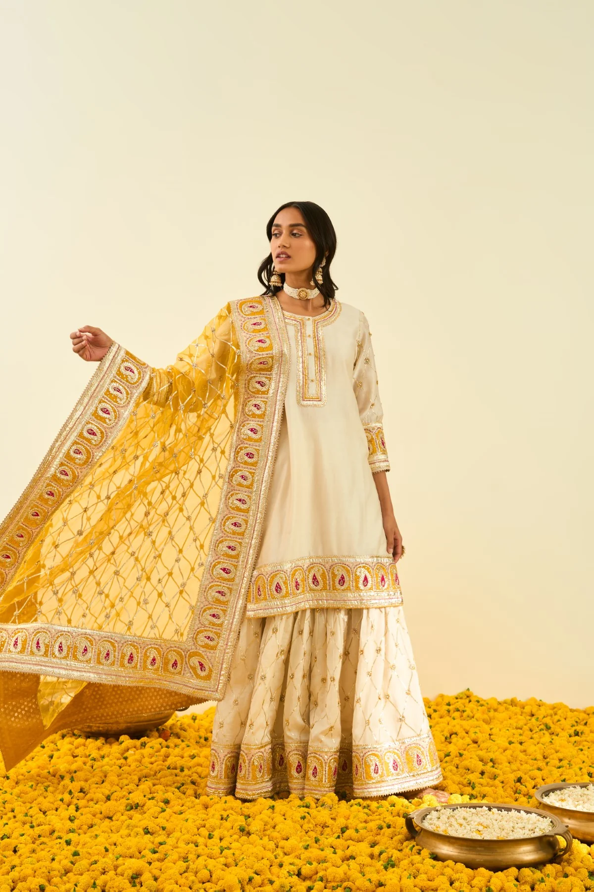 Tina Kakkad In Shabina- Daisy Ivory short kurta with garara and dupatta - Image 8
