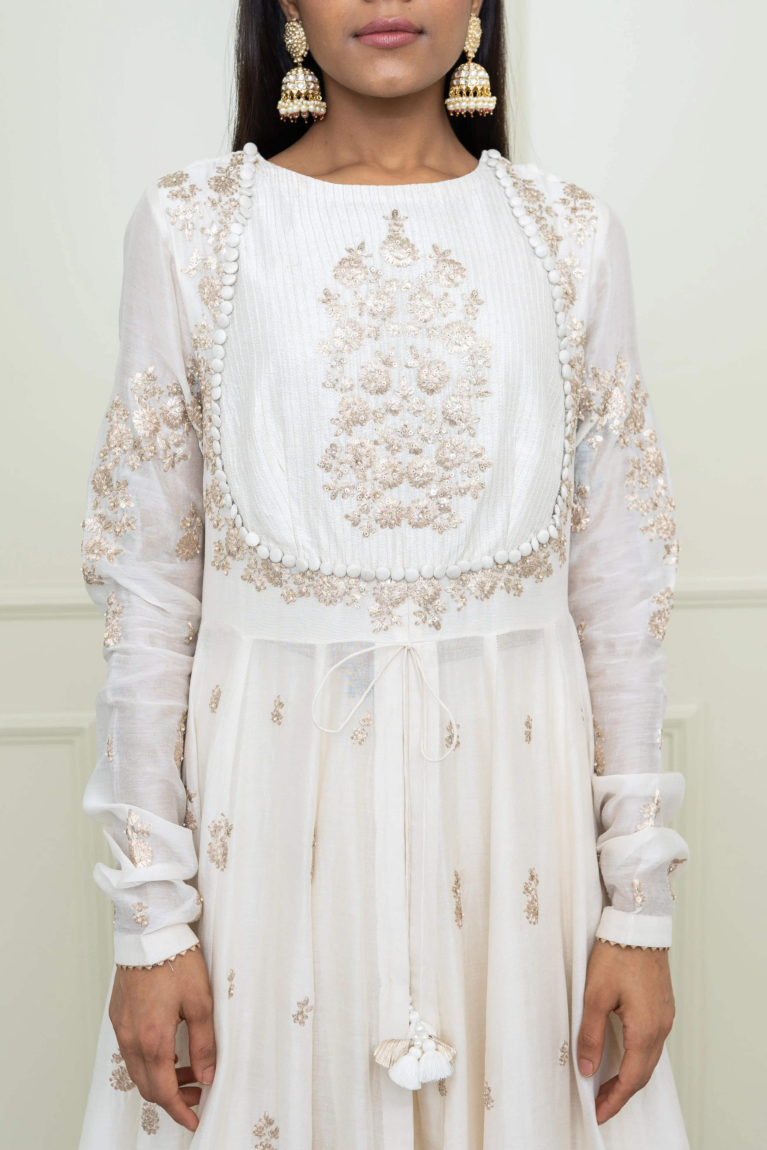 Taarini- Daisy Ivory Tilla Embroidered Anarkali Set - Image 4