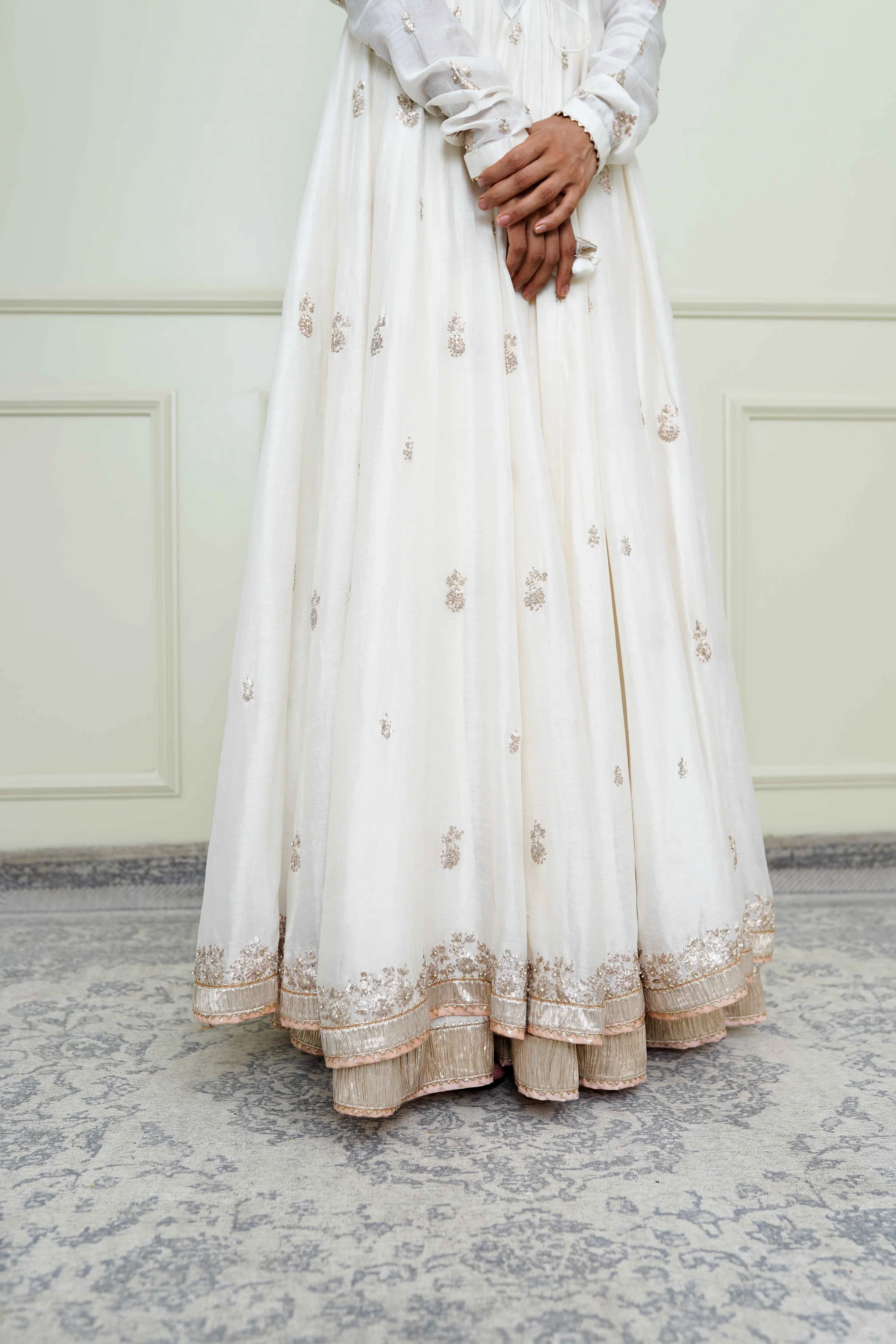 Taarini- Daisy Ivory Tilla Embroidered Anarkali Set - Image 5